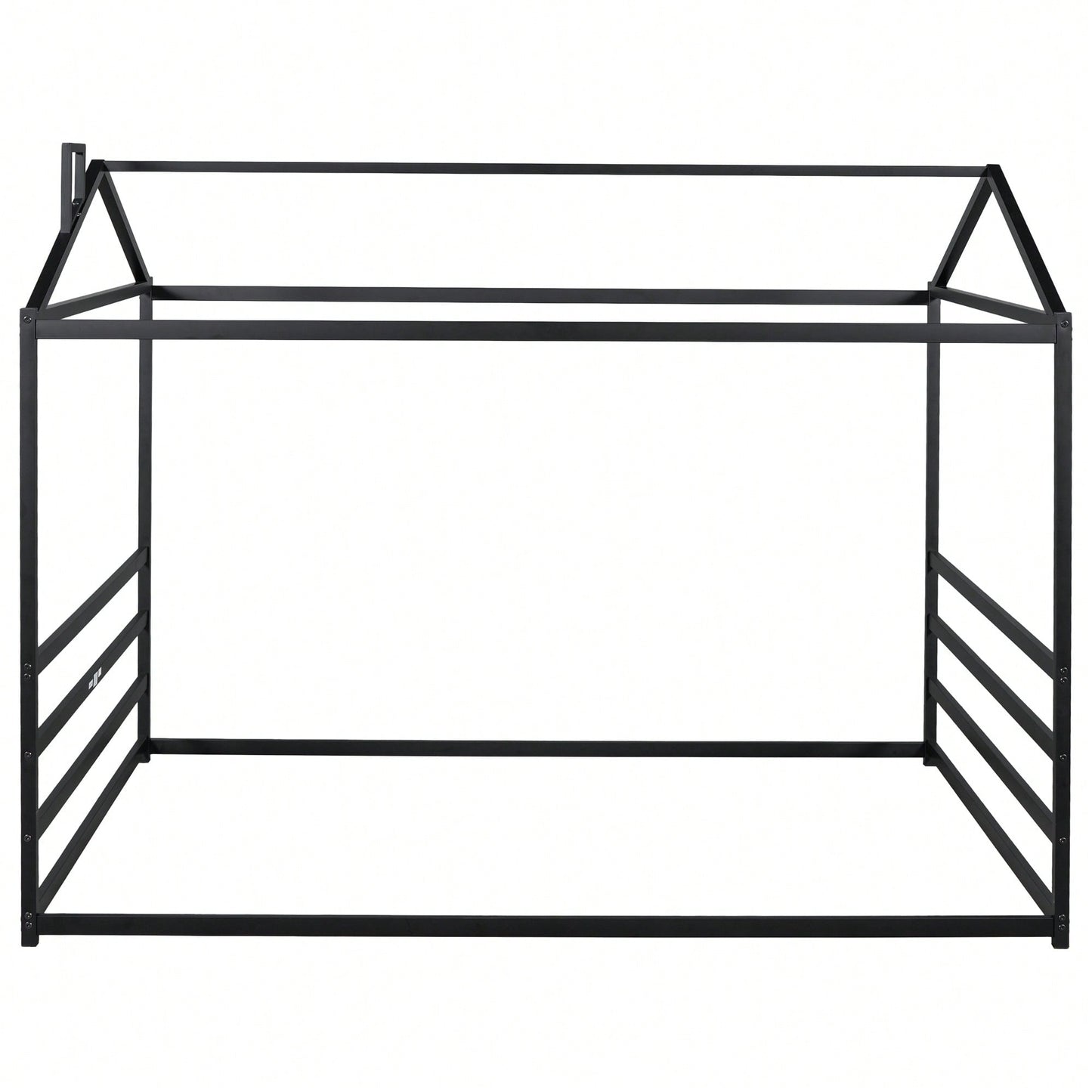 Stylish Black Metal House-Shaped Queen Platform Bed For Unique Bedroom Decor