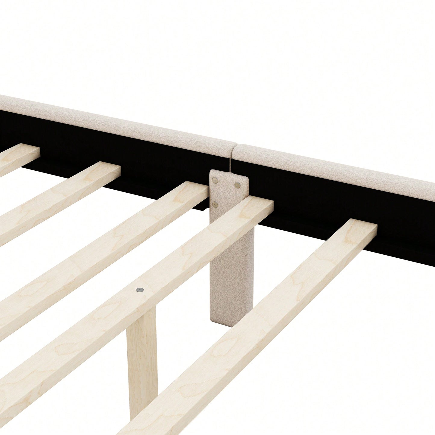 Stylish Full Size Upholstered Platform Bed With Sturdy Wood Legs In Beige Finish