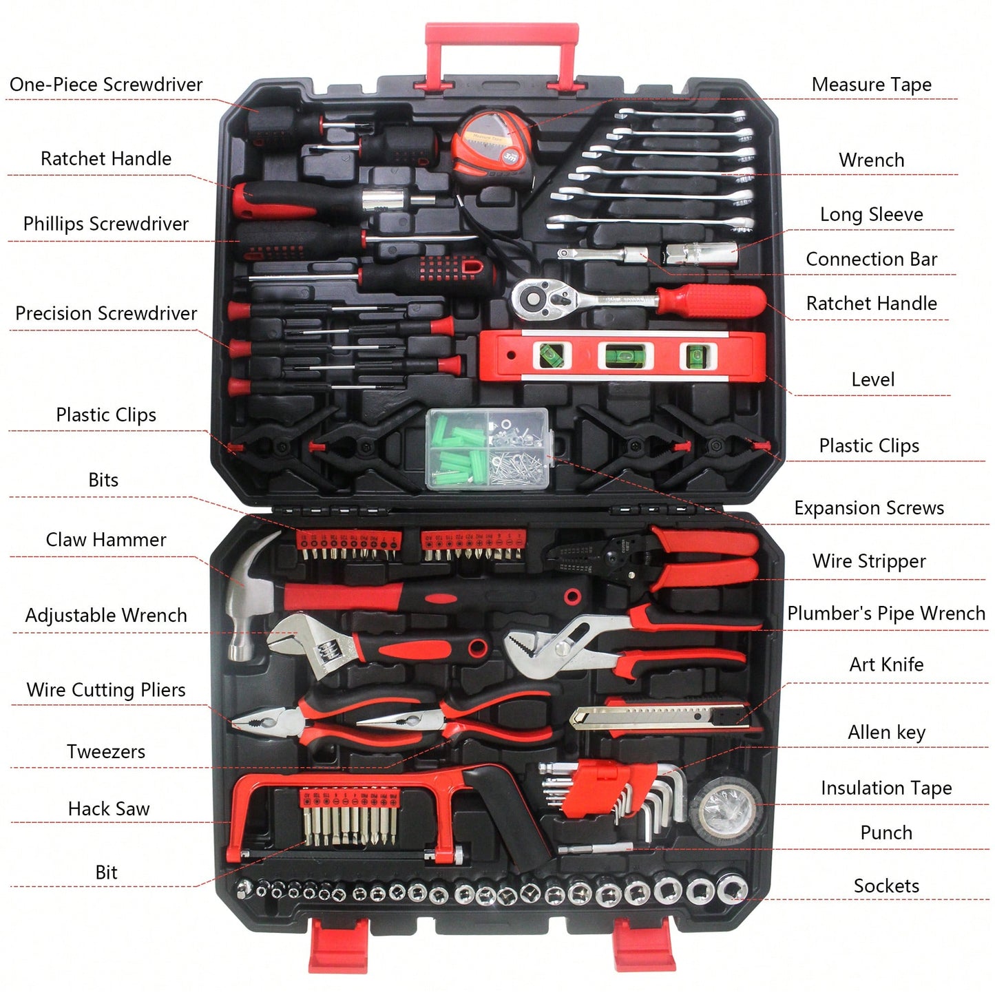 Comprehensive 238-Piece Hand Tool Set With Sturdy Tool Box For Home And Workshop Use