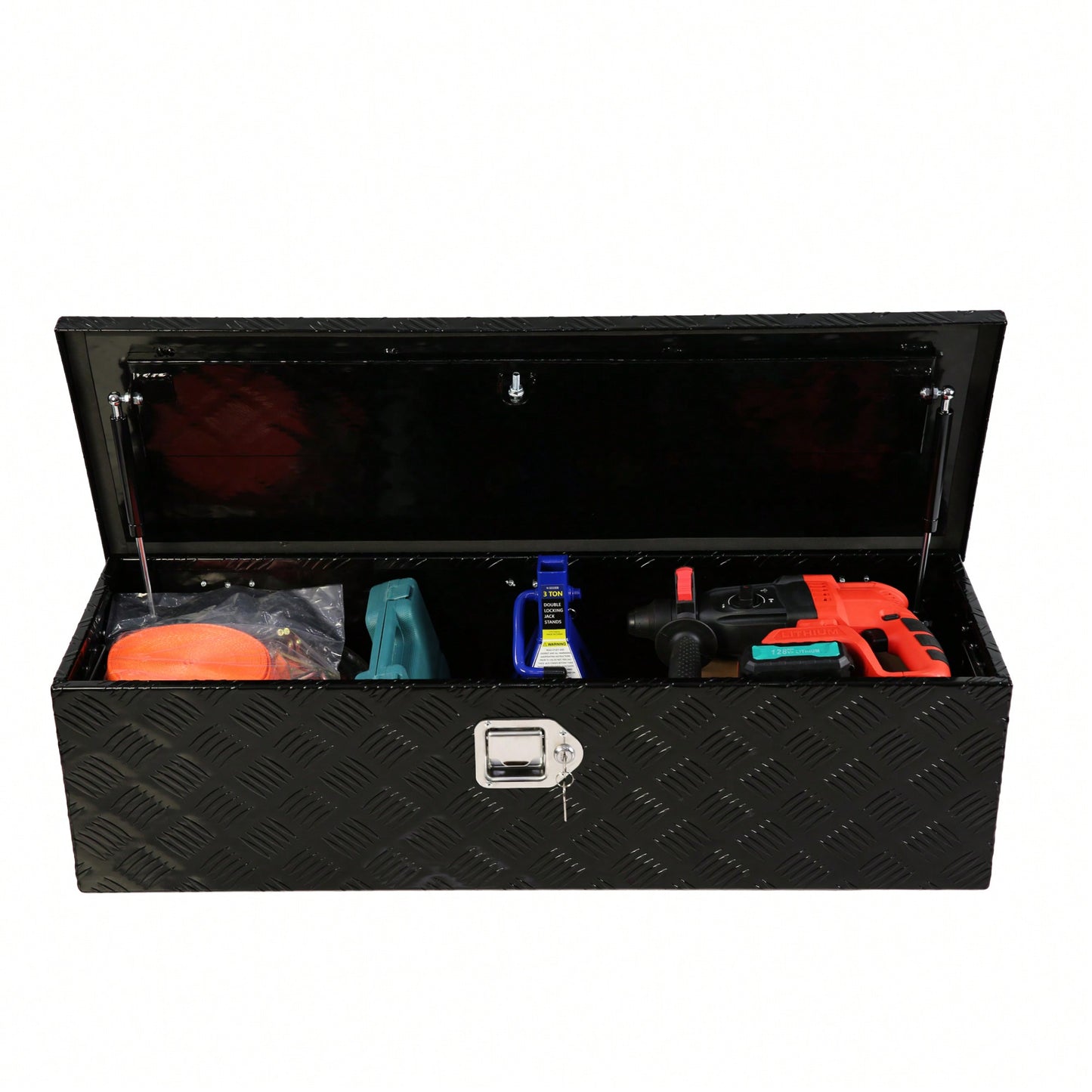 Heavy-Duty 39 Inch Aluminum Truck Tool Box with Gas Strut Locking System for Trailers and Pickups