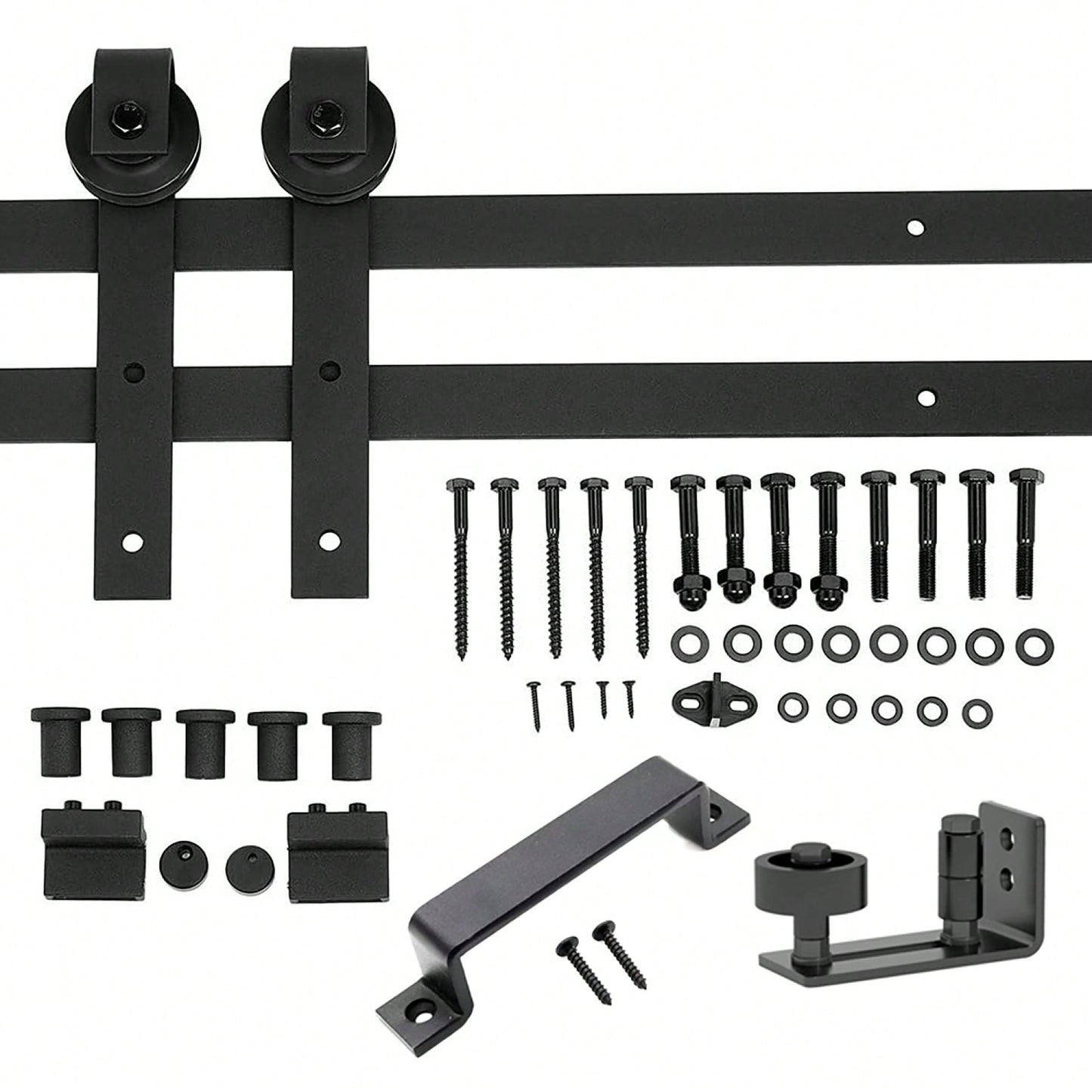 Heavy Duty 6.6FT Sliding Barn Door Hardware Kit for 24-36 Inch Doors with Adjustable Floor Guide and Smooth Operation