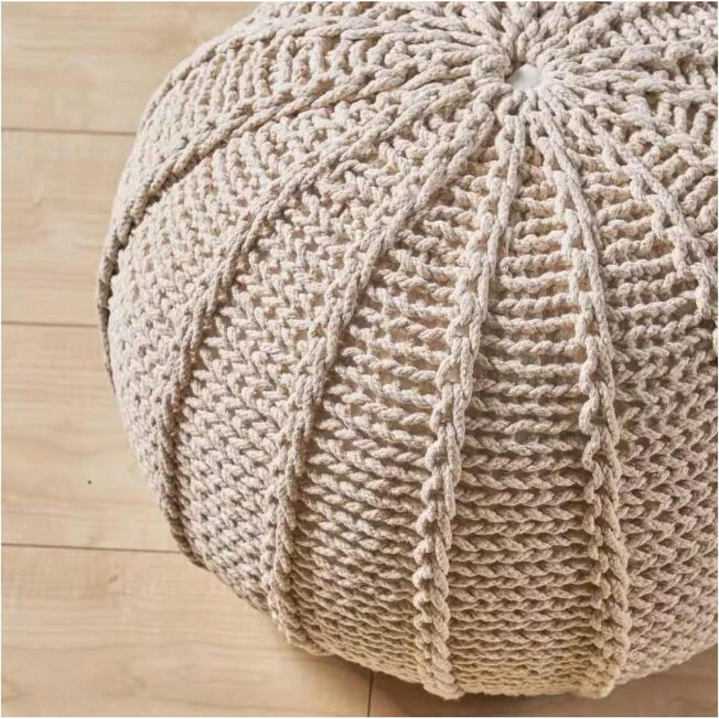 Cozy Handcrafted Knitted Pouf For Stylish Home Decor And Comfortable Seating