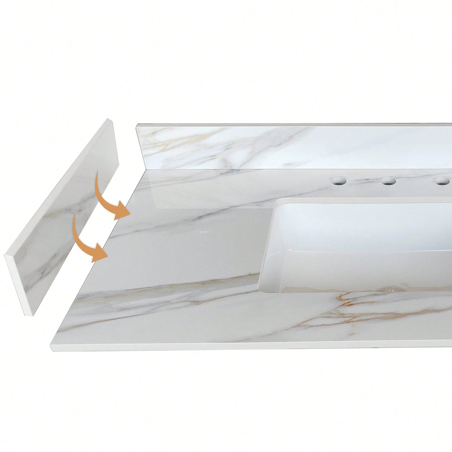 22-Inch Carrara White Bathroom Vanity Top With 4-Inch Backsplash - Elegant Design With Natural Veins