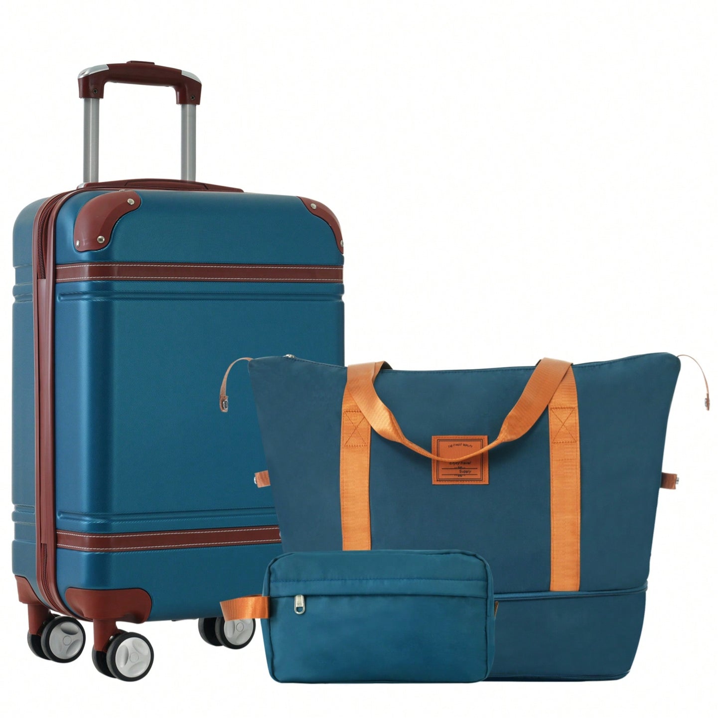 Stylish 20-Inch Hardshell Carry-On Luggage Set With Double Spinner Wheels And TSA Lock - Vintage White Travel Bag