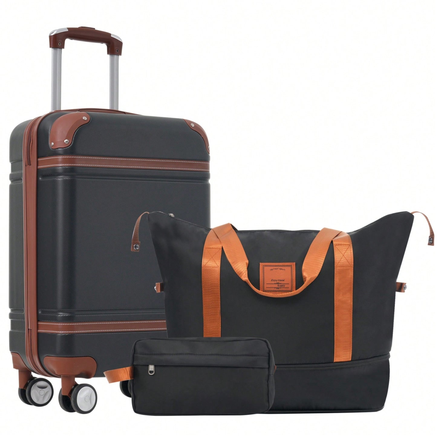 Stylish 20-Inch Hardshell Carry-On Luggage Set With Double Spinner Wheels And TSA Lock - Vintage White Travel Bag