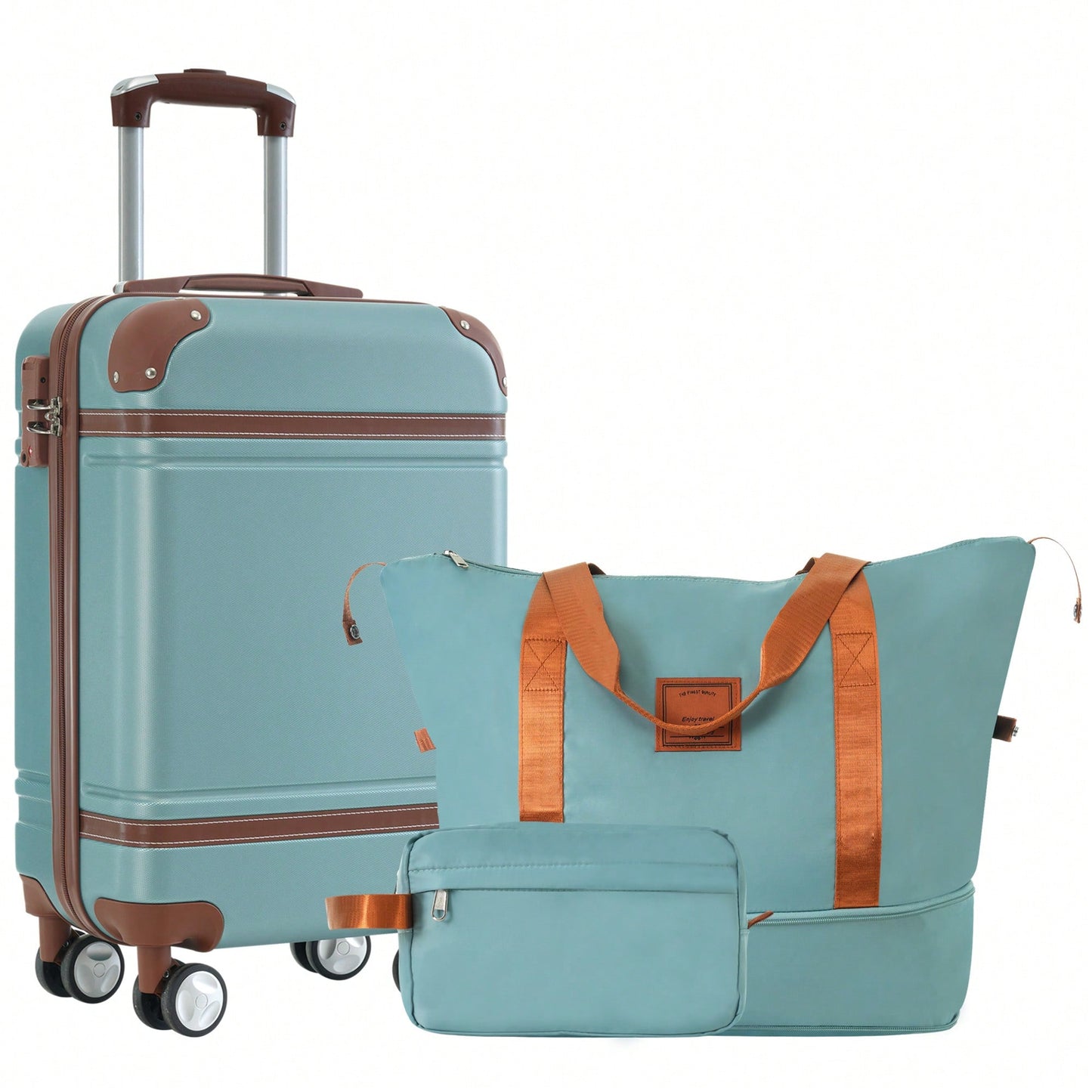 Stylish 20-Inch Hardshell Carry-On Luggage Set With Double Spinner Wheels And TSA Lock - Vintage White Travel Bag