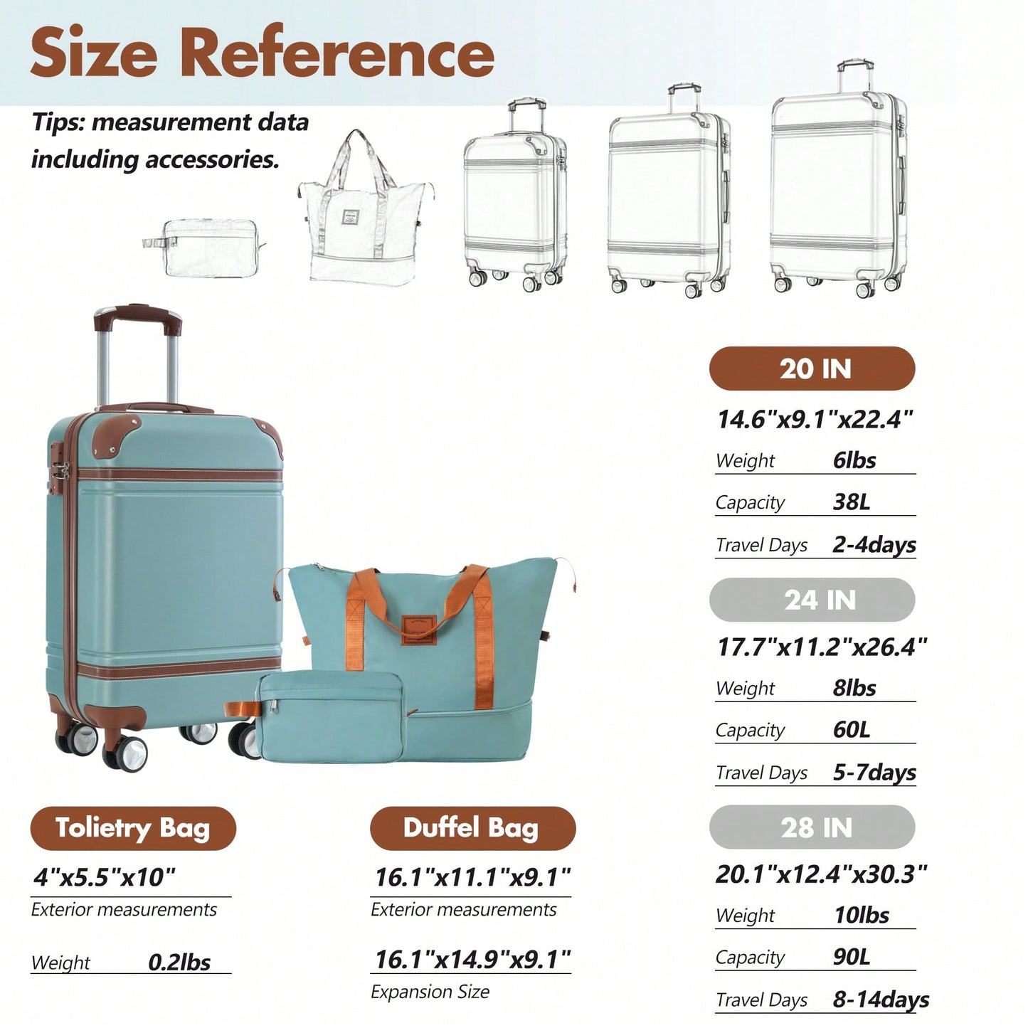 Stylish 20-Inch Hardshell Carry-On Luggage Set With Double Spinner Wheels And TSA Lock - Vintage White Travel Bag