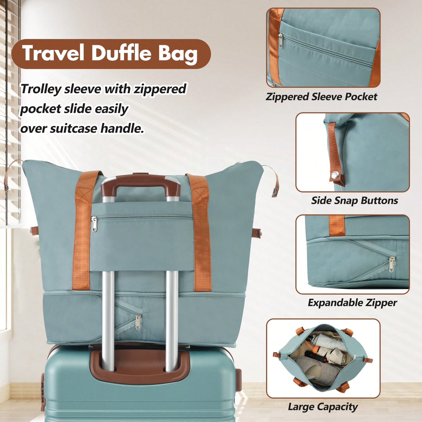 Stylish 20-Inch Hardshell Carry-On Luggage Set With Double Spinner Wheels And TSA Lock - Vintage White Travel Bag