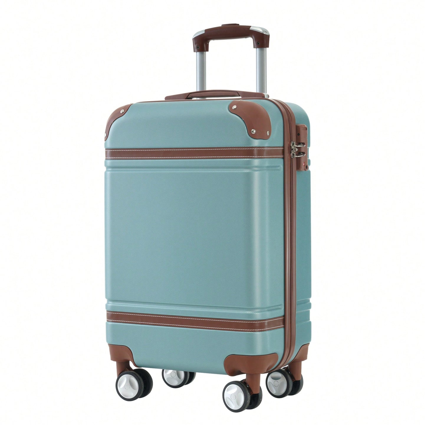 Stylish 20-Inch Hardshell Carry-On Luggage Set With Double Spinner Wheels And TSA Lock - Vintage White Travel Bag