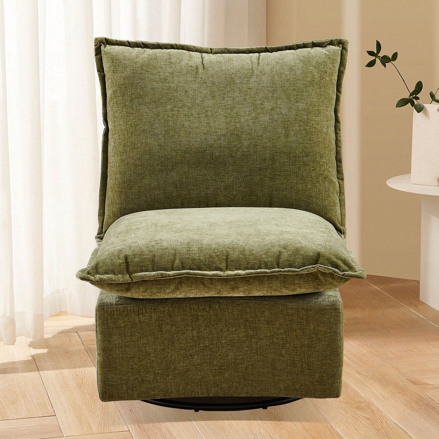 Detachable Chenille 360 Swivel Rocker Chair - Comfortable Single Sofa Lounge For Living Room & Bedroom