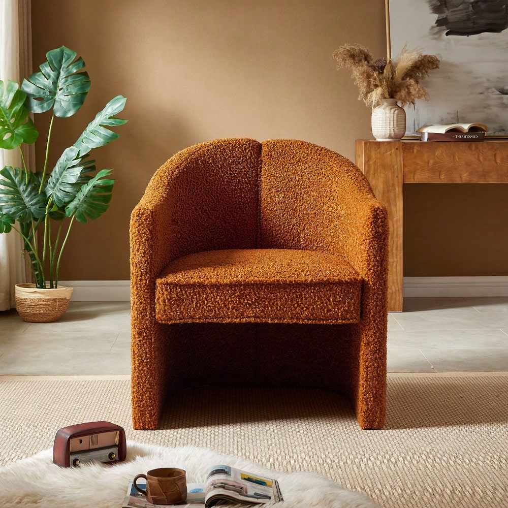 Stylish Curved Accent Chair With Comforting Embrace - Versatile Decorative Seating For Living Room, Bedroom, And Study