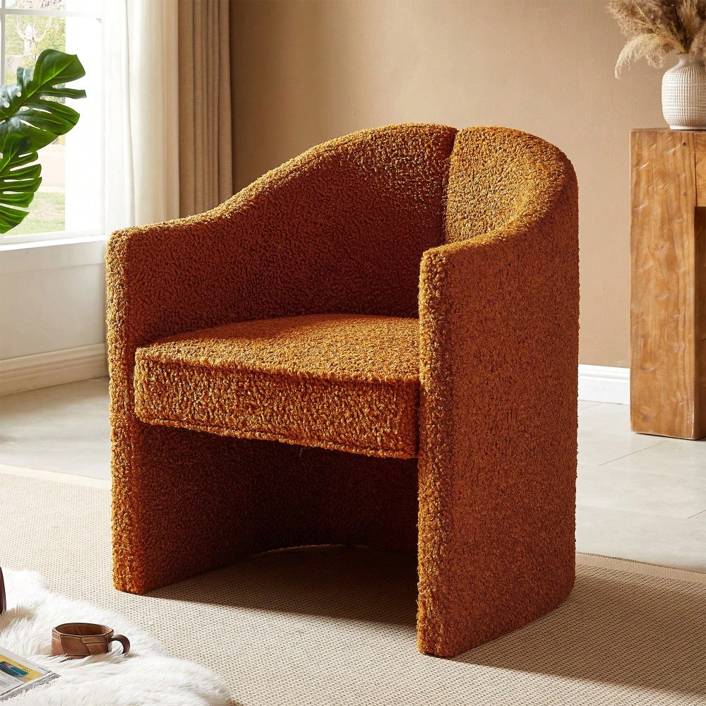 Stylish Curved Accent Chair With Comforting Embrace - Versatile Decorative Seating For Living Room, Bedroom, And Study