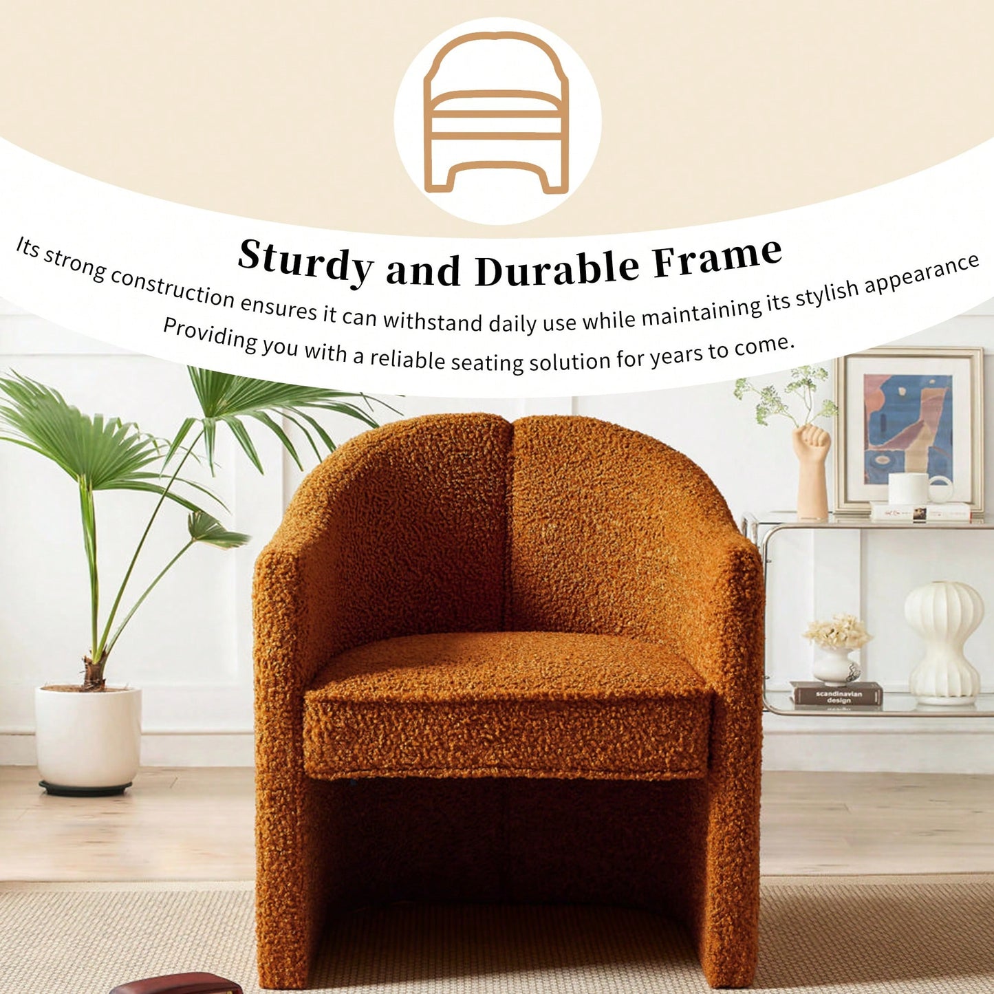 Stylish Curved Accent Chair With Comforting Embrace - Versatile Decorative Seating For Living Room, Bedroom, And Study