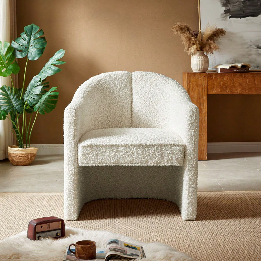 Stylish Curved Accent Chair With Comforting Embrace - Versatile Decorative Seating For Living Room, Bedroom, And Study