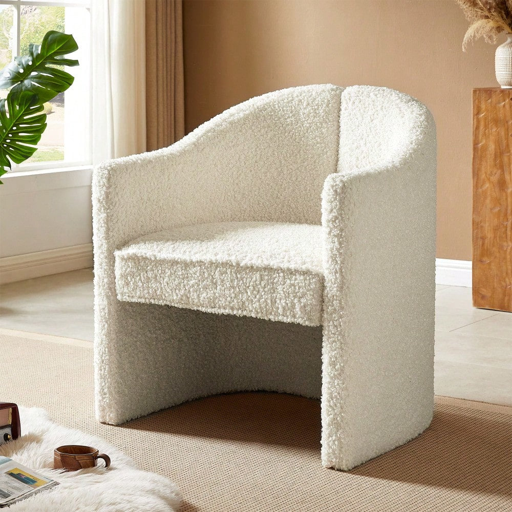 Stylish Curved Accent Chair With Comforting Embrace - Versatile Decorative Seating For Living Room, Bedroom, And Study
