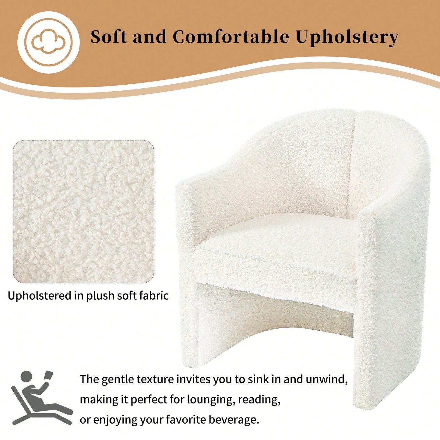 Stylish Curved Accent Chair With Comforting Embrace - Versatile Decorative Seating For Living Room, Bedroom, And Study
