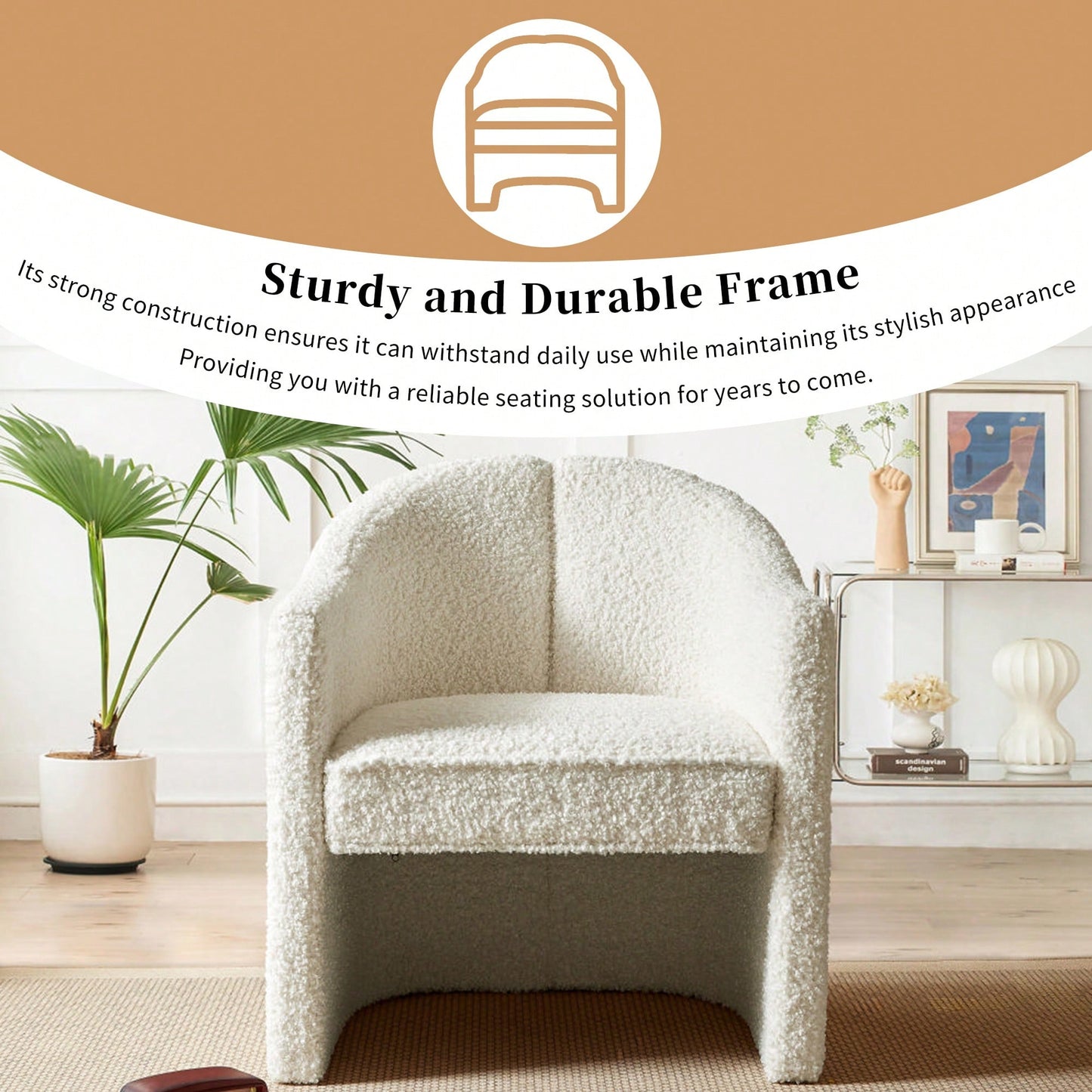 Stylish Curved Accent Chair With Comforting Embrace - Versatile Decorative Seating For Living Room, Bedroom, And Study