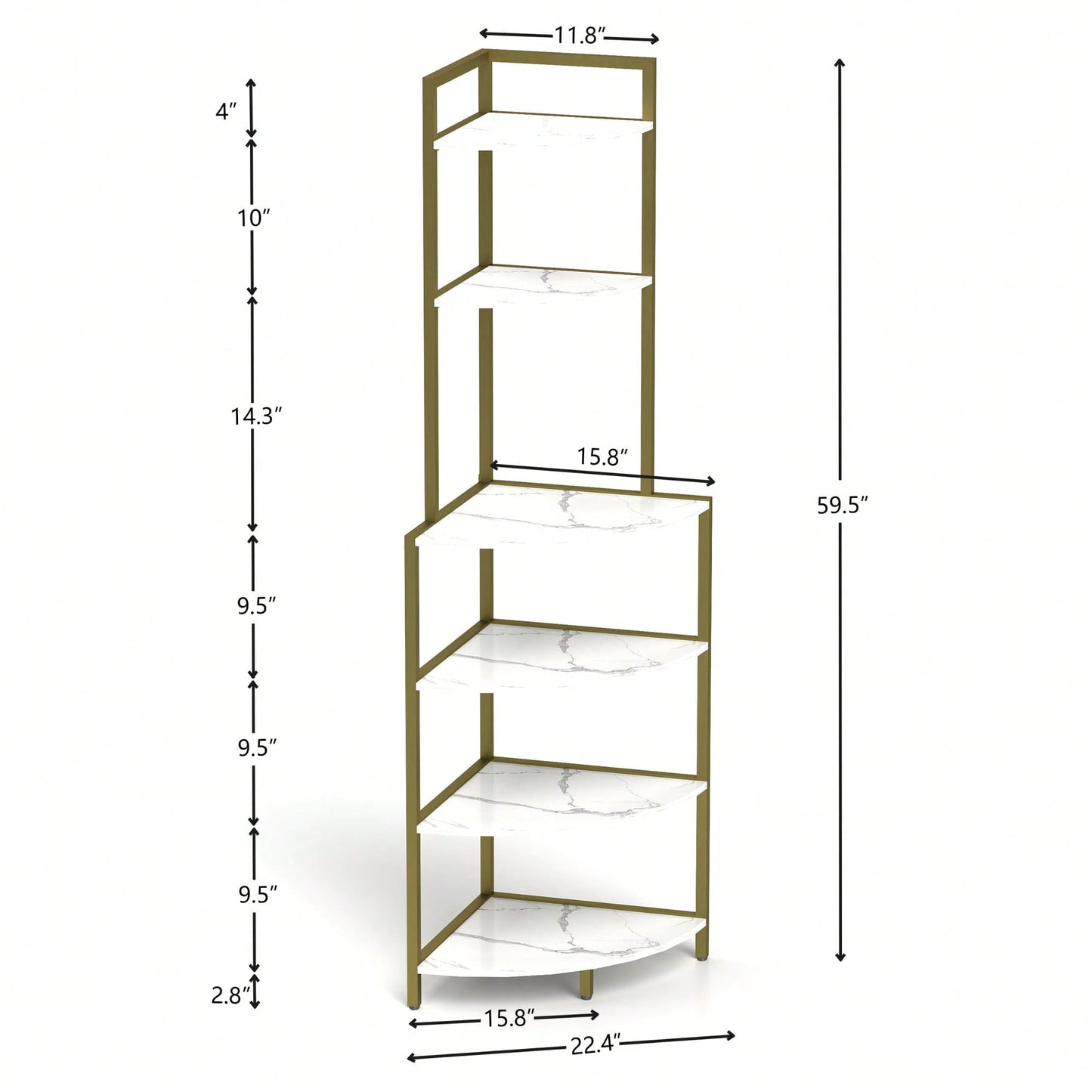 Rustic Brown 6-Tier Corner Open Shelf Bookcase Space-Saving Freestanding Unit for Plants Albums Decor Living Room Home Office Kitchen