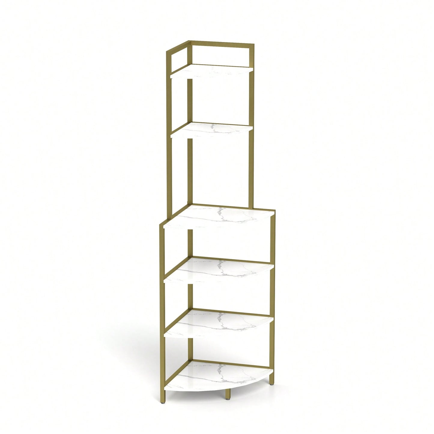Rustic Brown 6-Tier Corner Open Shelf Bookcase Space-Saving Freestanding Unit for Plants Albums Decor Living Room Home Office Kitchen