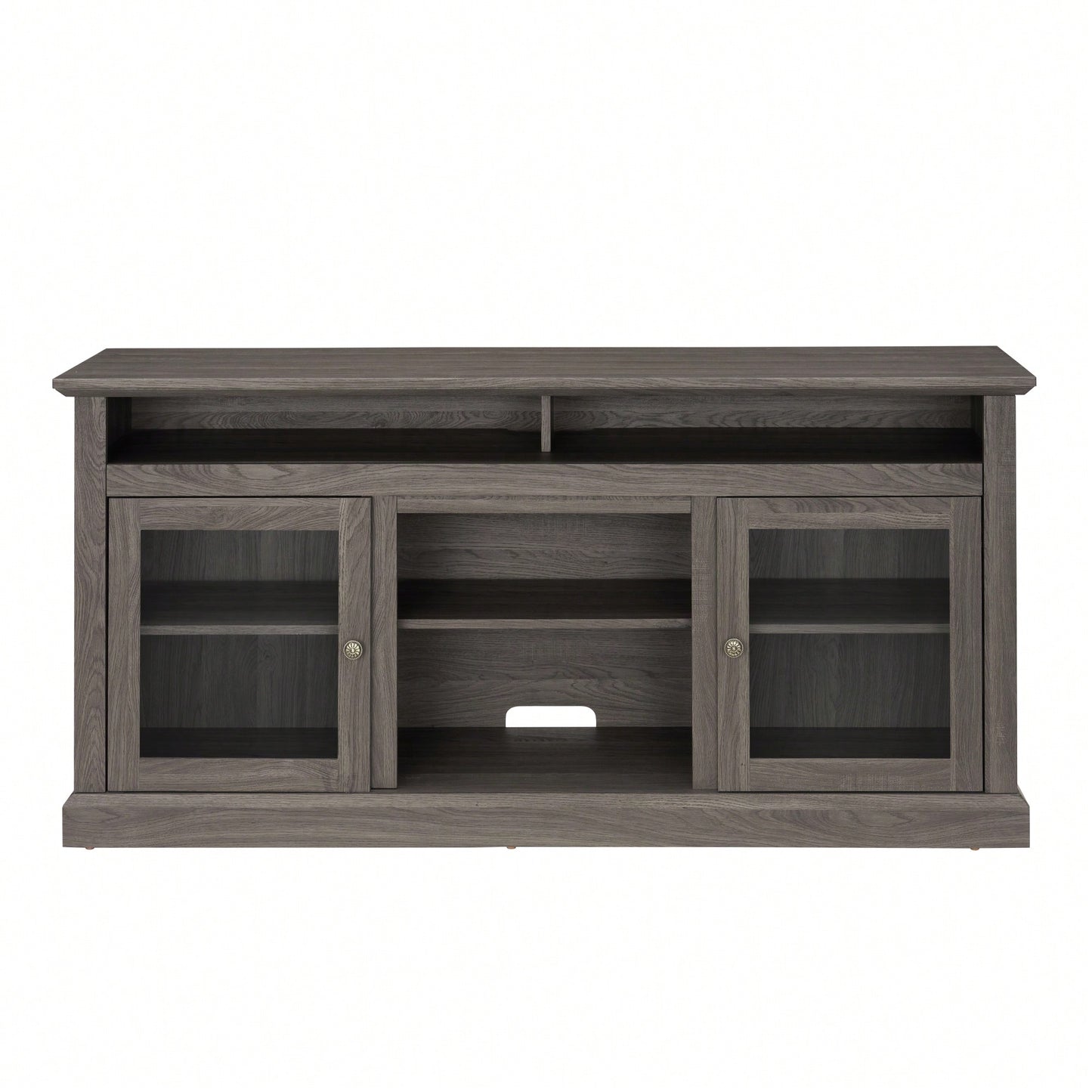 Sleek Modern TV Stand For Up To 65" TVs With Versatile Open And Closed Storage, Dark Walnut/Black Finish, 60"W X 15.75"D X 29"H