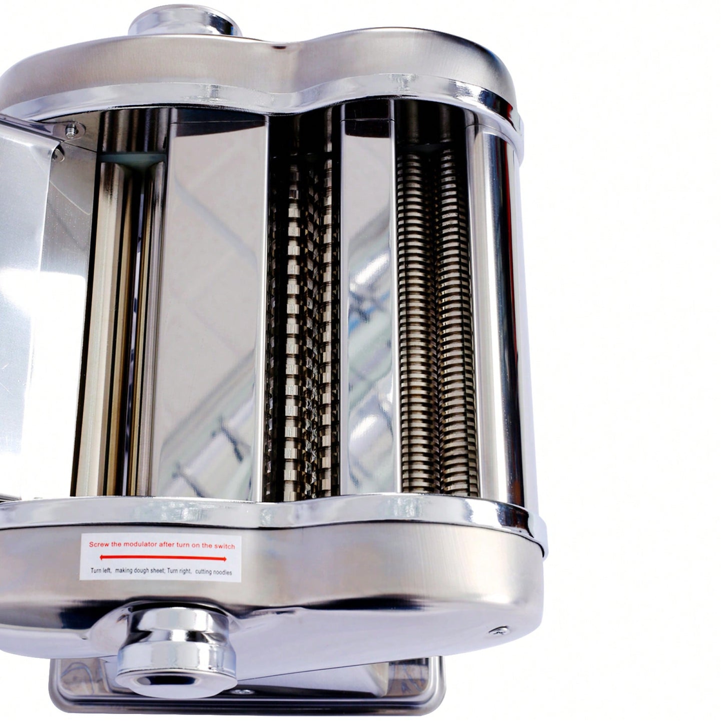 Adjustable Electric Pasta Maker - Stainless Steel Noodle Machine With 2 Blades For Round & Flat Noodles - 110V, 135W Dough Roller Cutter