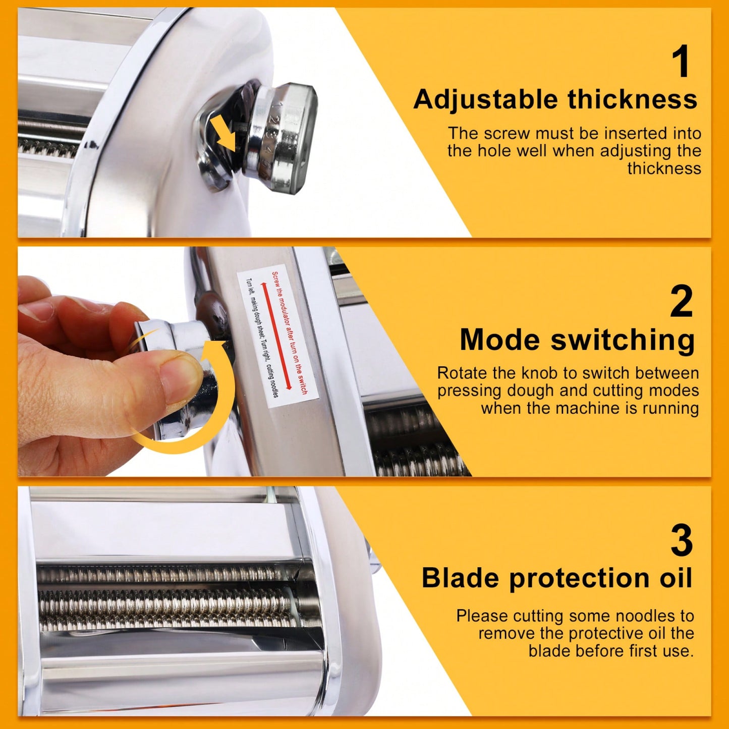 Adjustable Electric Pasta Maker - Stainless Steel Noodle Machine With 2 Blades For Round & Flat Noodles - 110V, 135W Dough Roller Cutter