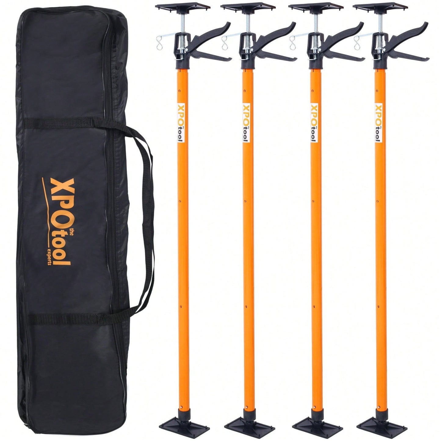 Adjustable Support Poles 4-Pack Steel Rods for Drywall Cabinet and Cargo Installation Extends 45 to 114 Inches with Carry Bag