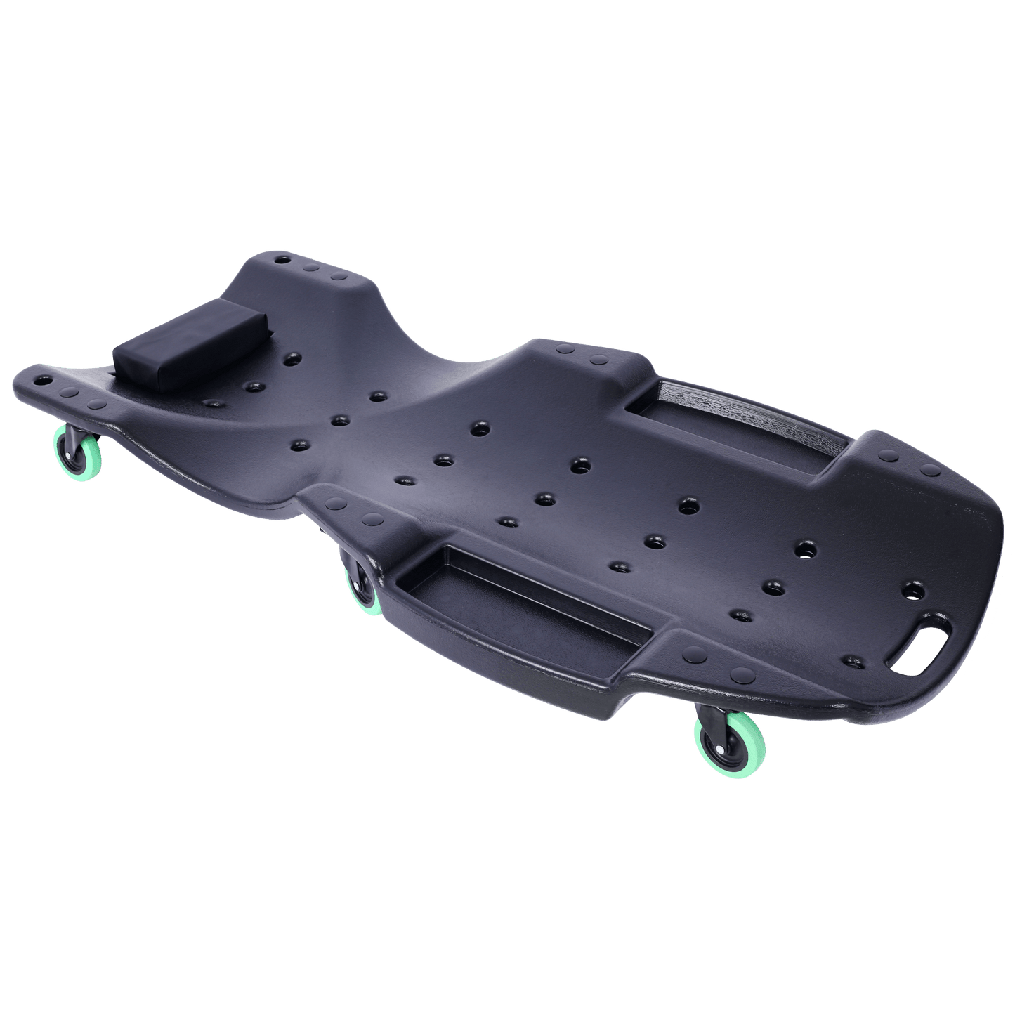 Ergonomic 48-Inch Plastic Creeper With Padded Headrest And Dual Tool Trays - 440 Lbs Capacity, Orange
