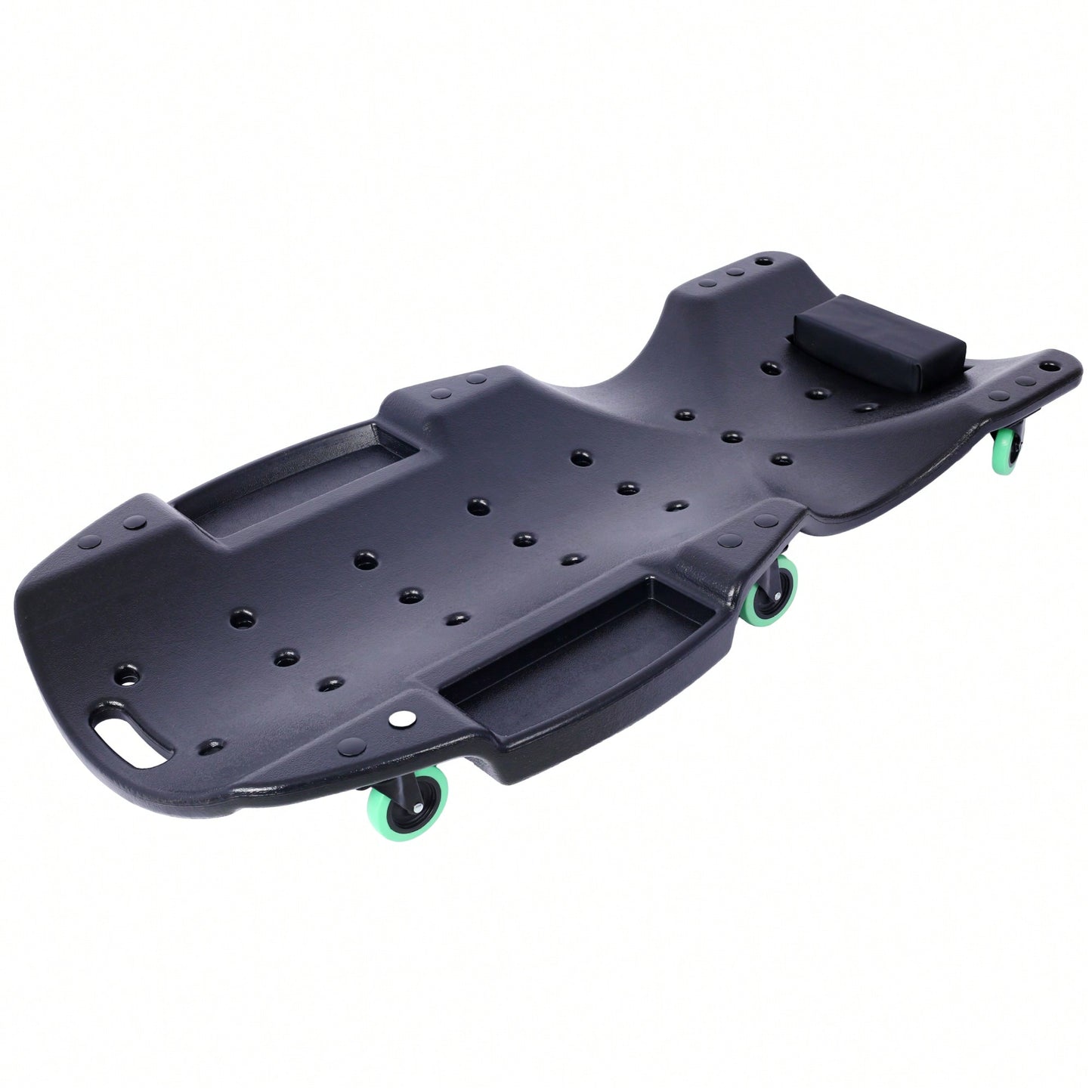Ergonomic 48-Inch Plastic Creeper With Padded Headrest And Dual Tool Trays - 440 Lbs Capacity, Orange