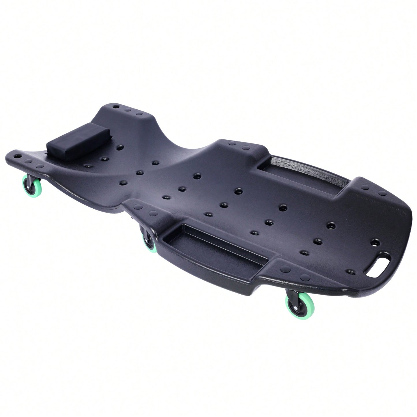 Ergonomic 48-Inch Plastic Creeper With Padded Headrest And Dual Tool Trays - 440 Lbs Capacity, Orange