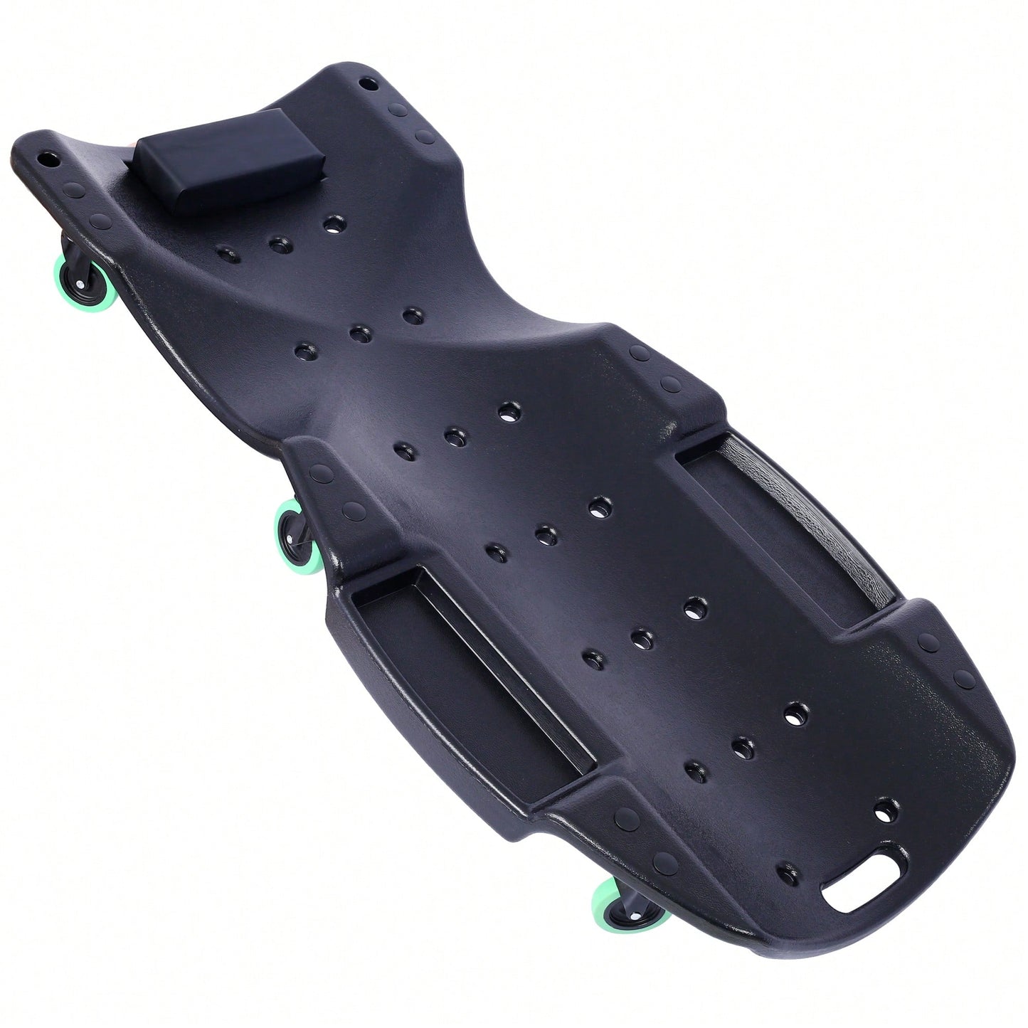 Ergonomic 48-Inch Plastic Creeper With Padded Headrest And Dual Tool Trays - 440 Lbs Capacity, Orange