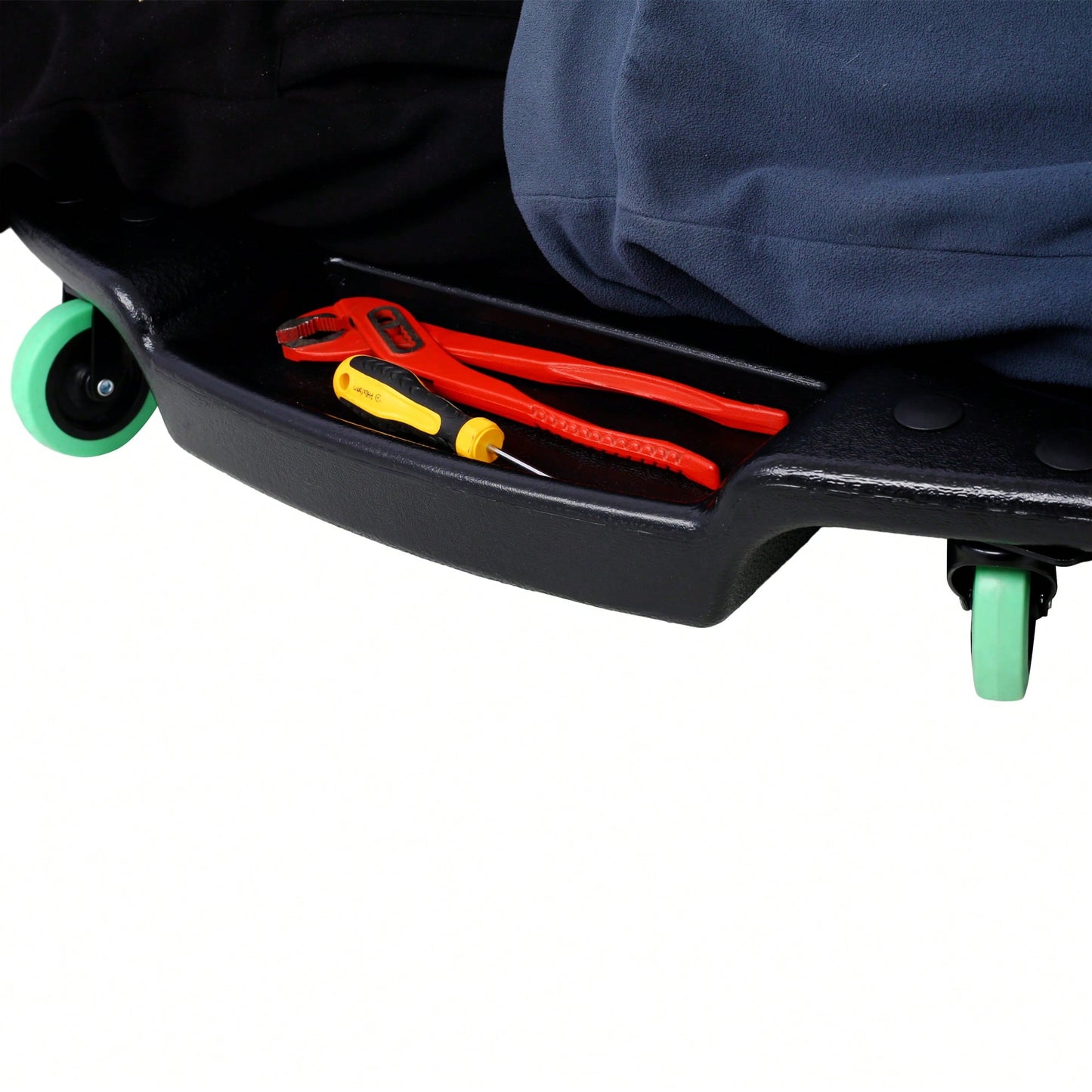 Ergonomic 48-Inch Plastic Creeper With Padded Headrest And Dual Tool Trays - 440 Lbs Capacity, Orange