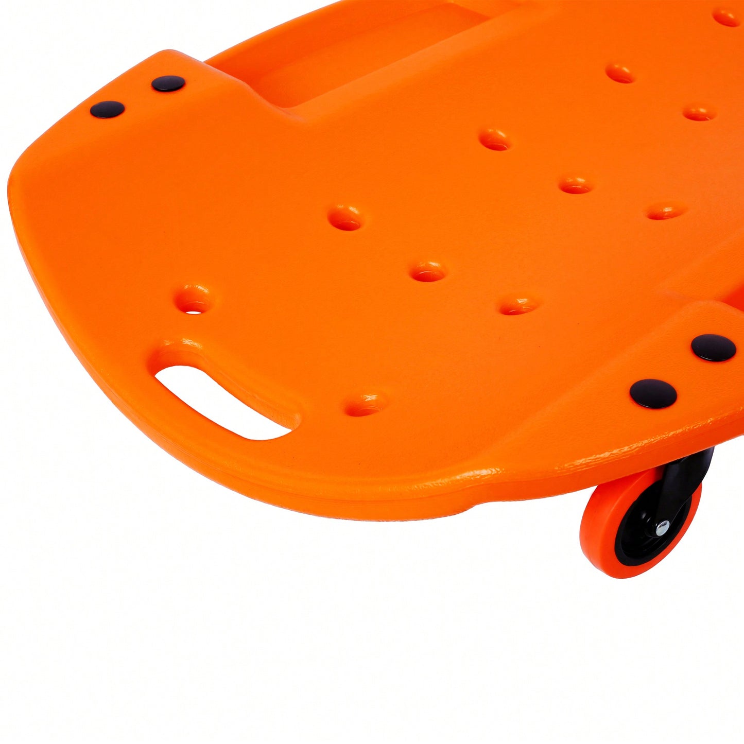 Ergonomic 48-Inch Plastic Creeper With Padded Headrest And Dual Tool Trays - 440 Lbs Capacity, Orange