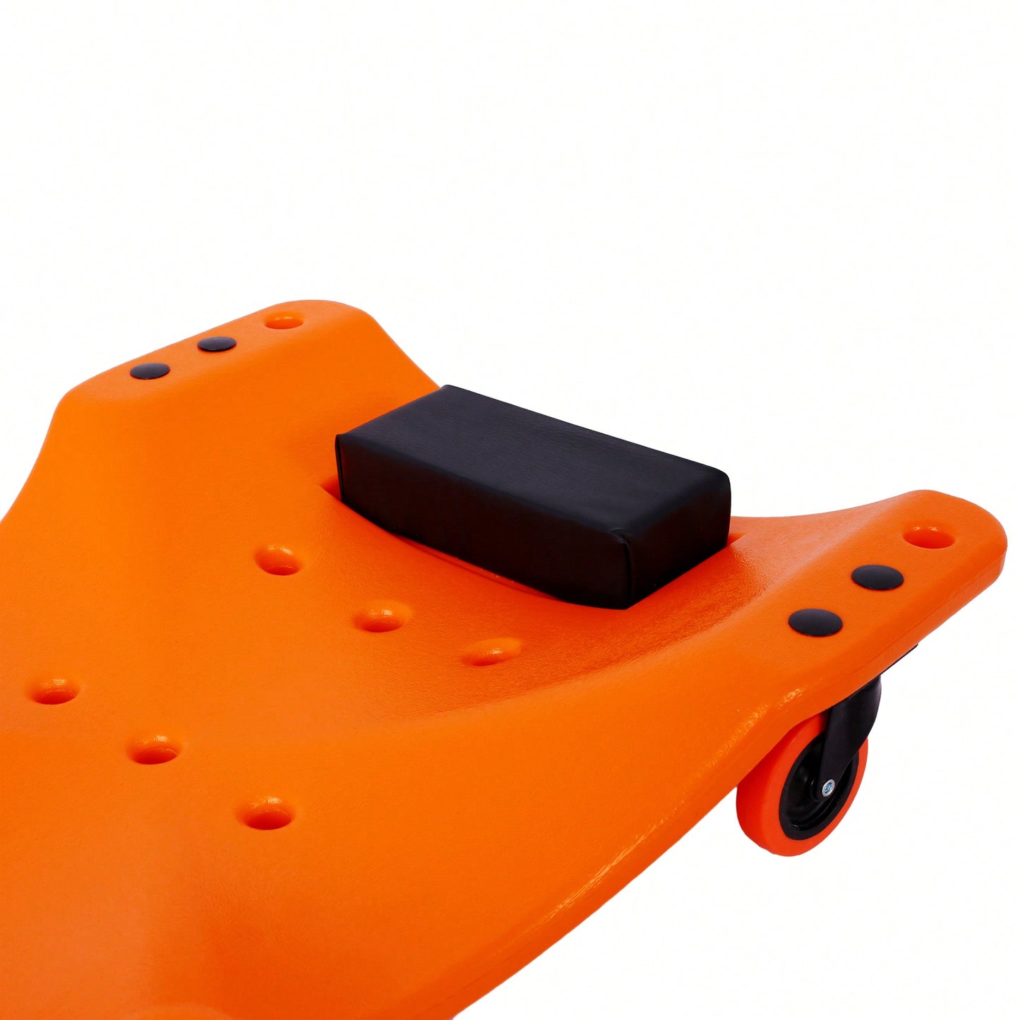 Ergonomic 48-Inch Plastic Creeper With Padded Headrest And Dual Tool Trays - 440 Lbs Capacity, Orange