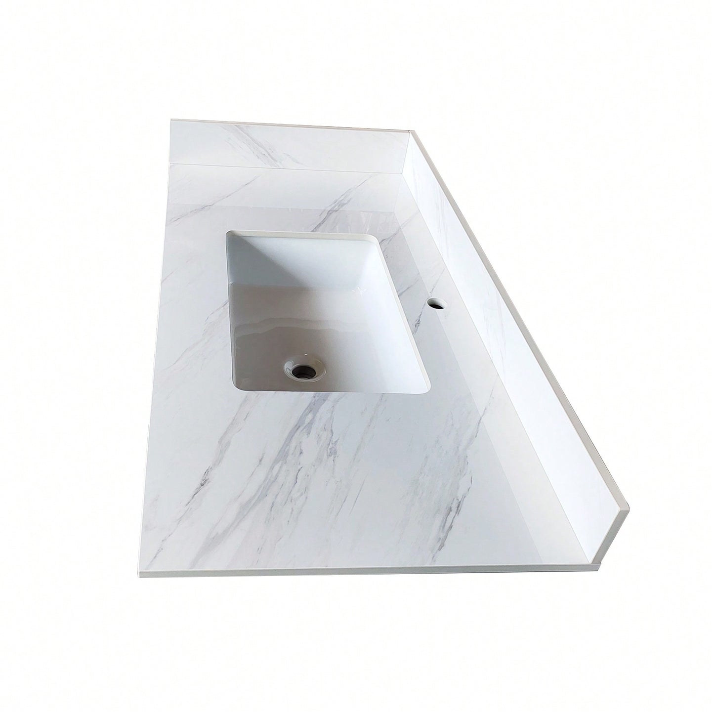 Elegant 22-Inch Vanity Top With 4" Sidesplash And Backsplash In Bianco Carrara Venato For Stunning Bathroom Upgrades