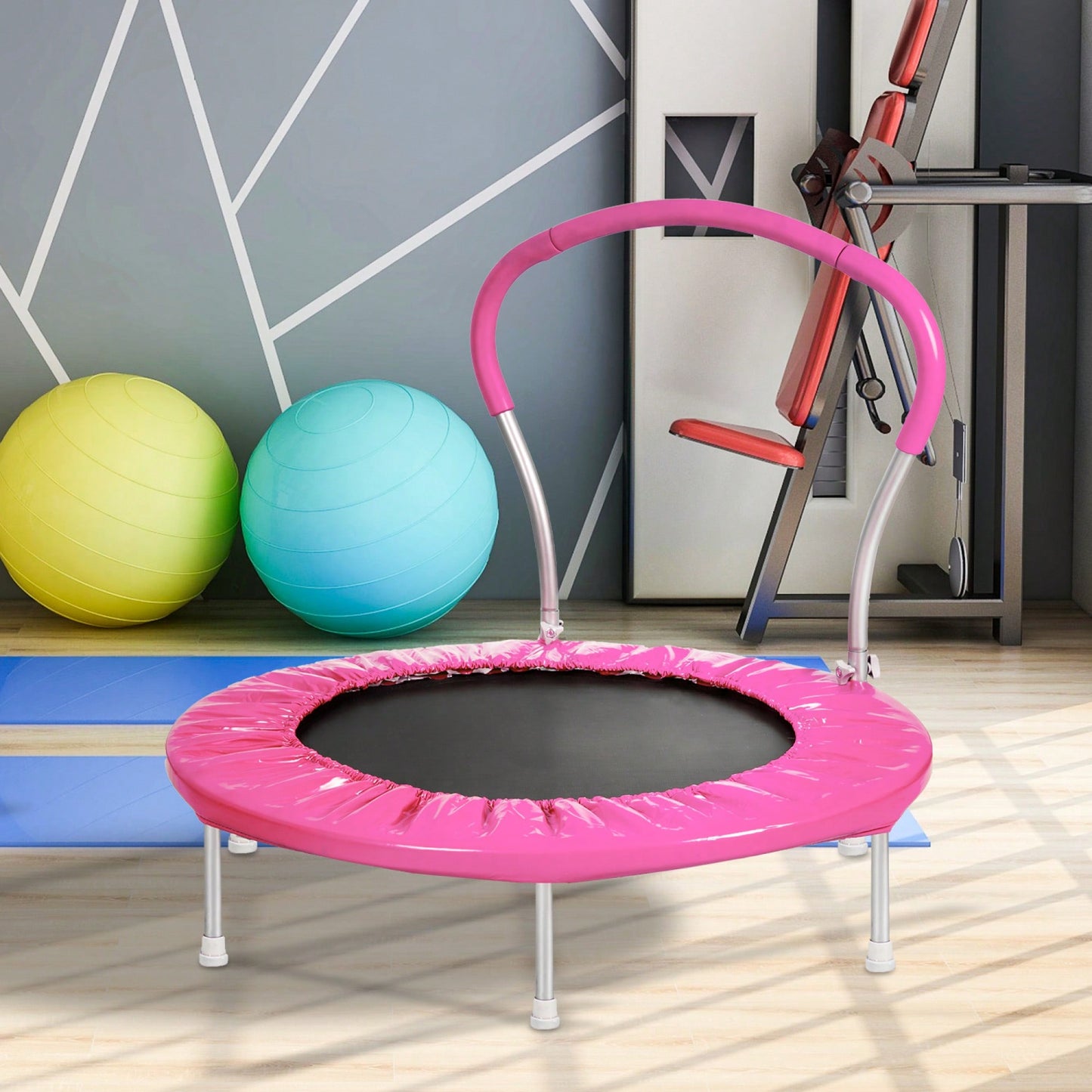 36" Trampoline With Safety Handle - Durable Metal Frame For Fun And Fitness