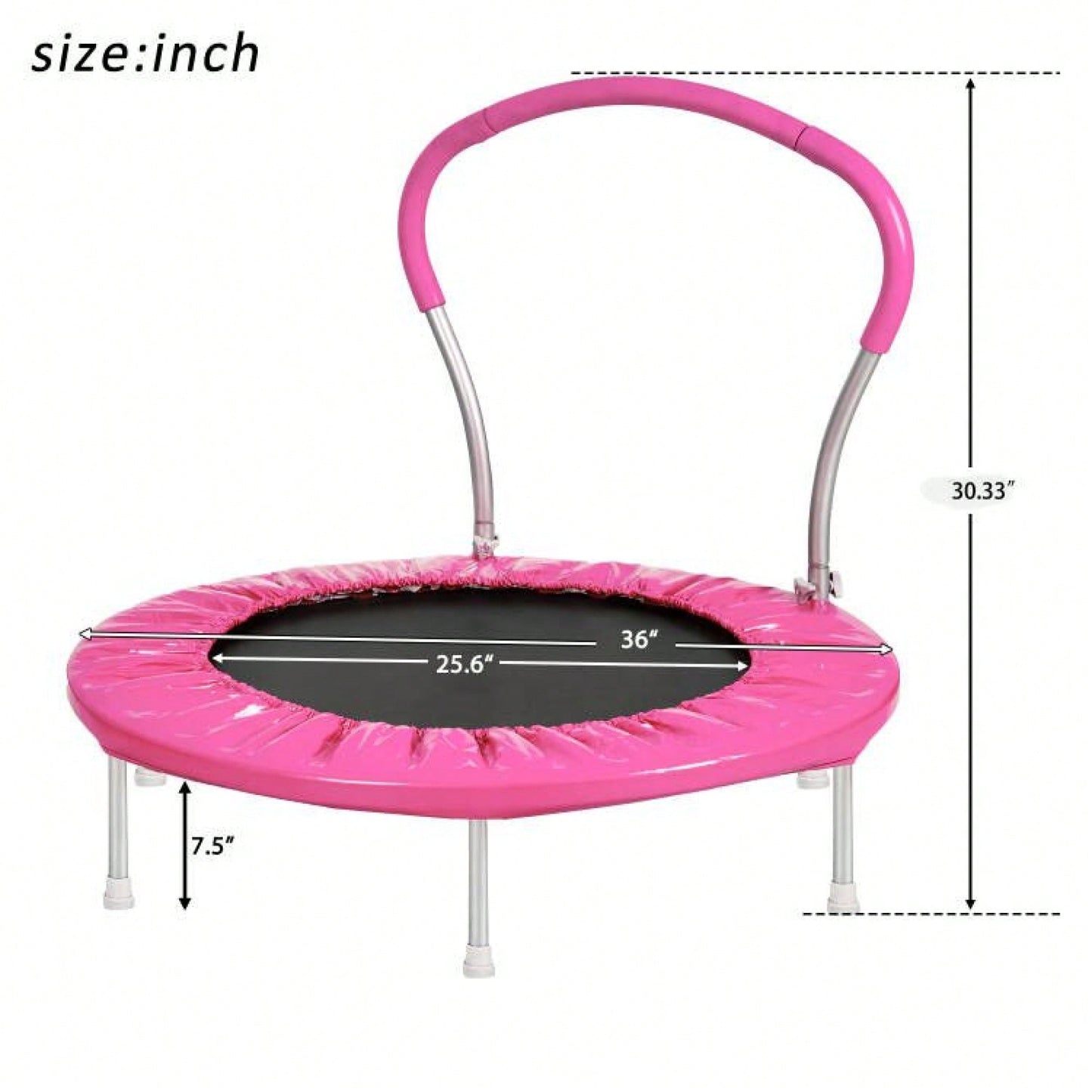 36" Trampoline With Safety Handle - Durable Metal Frame For Fun And Fitness