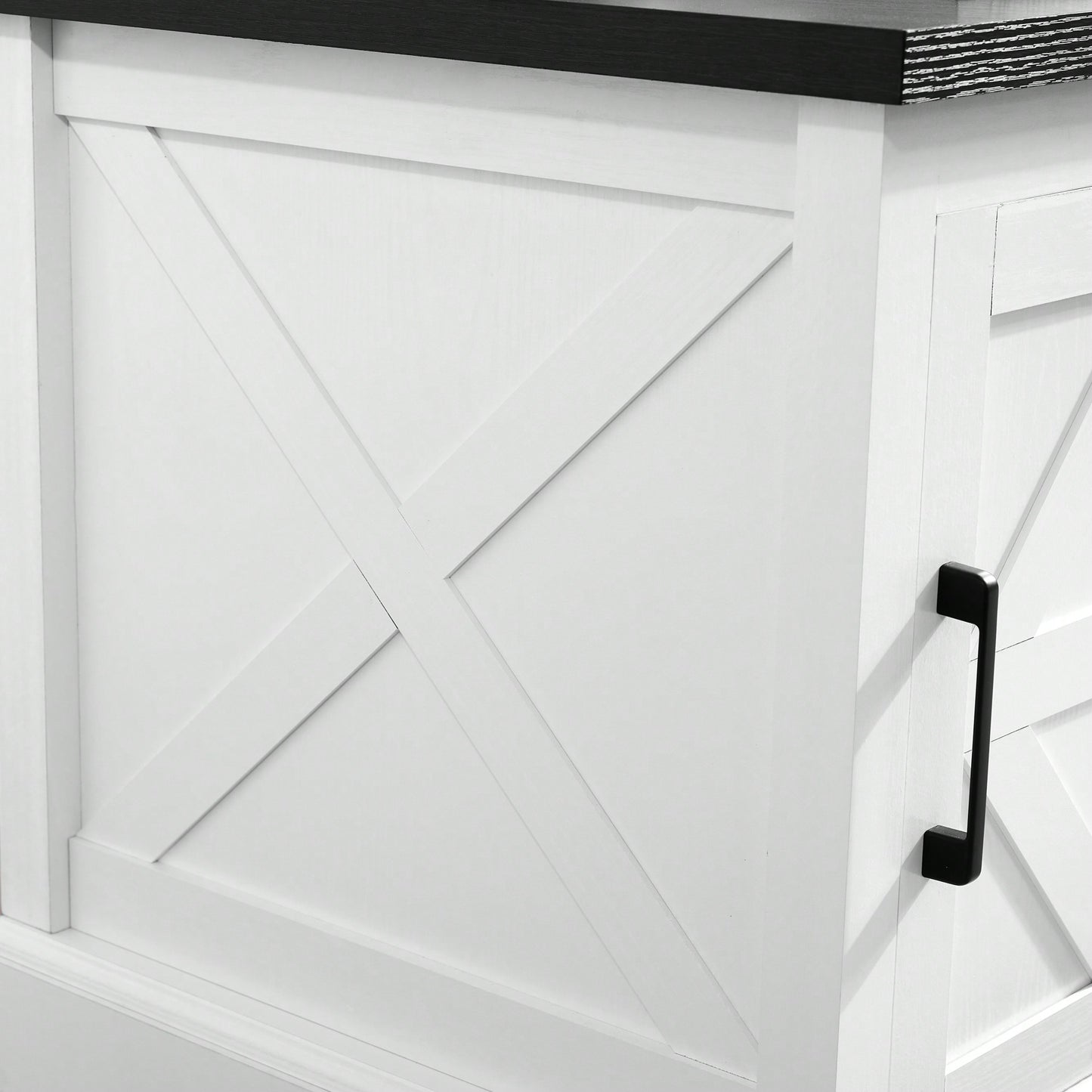 Farmhouse Style Rustic Rectangular Nightstand with Barn Door and Adjustable Shelf White Finish for Living Room and Bedroom