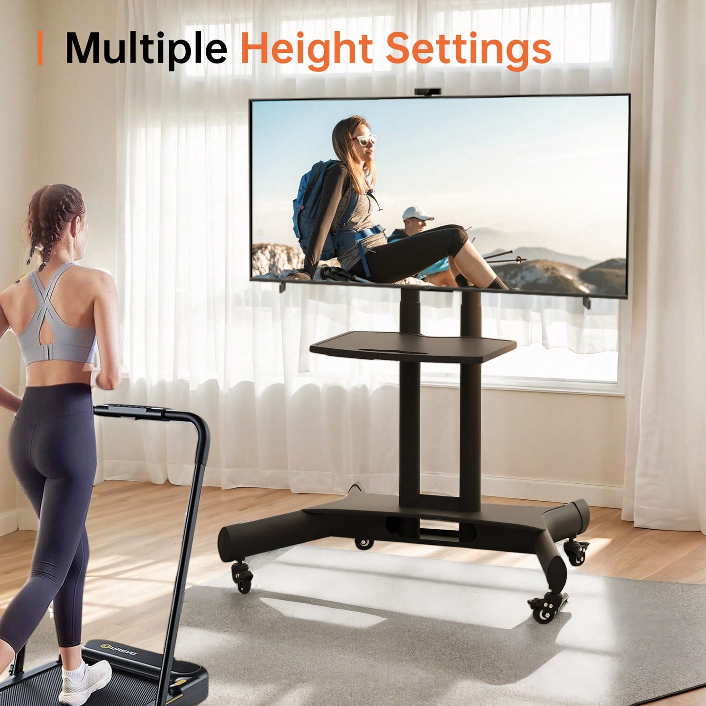 Universal Height Adjustable Swivel TV Stand For 32-80 Inch TVs - Tiltable Table Top Mount, Supports Max VESA 600x400mm, Sleek Black Design