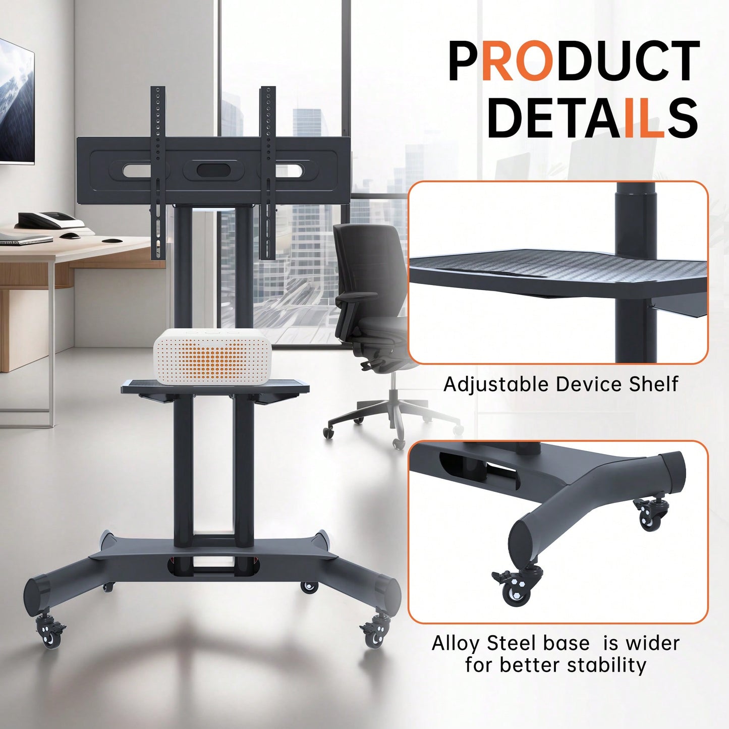 Universal Height Adjustable Swivel TV Stand For 32-80 Inch TVs - Tiltable Table Top Mount, Supports Max VESA 600x400mm, Sleek Black Design
