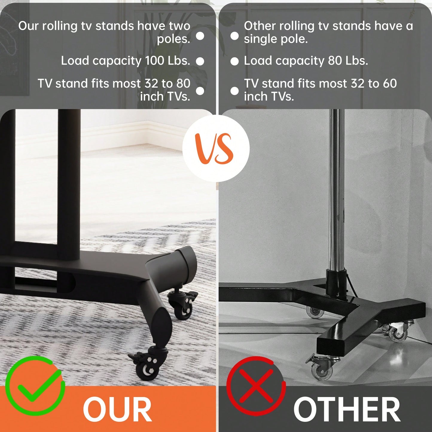 Universal Height Adjustable Swivel TV Stand For 32-80 Inch TVs - Tiltable Table Top Mount, Supports Max VESA 600x400mm, Sleek Black Design