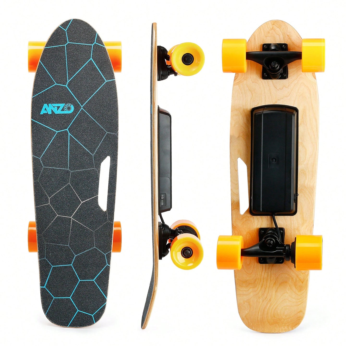 Compact Electric Skateboard With Wireless Remote, 350W Power, Top Speed 10 MPH, 7-Layer Maple Deck, Supports Up To 100kg For All Ages