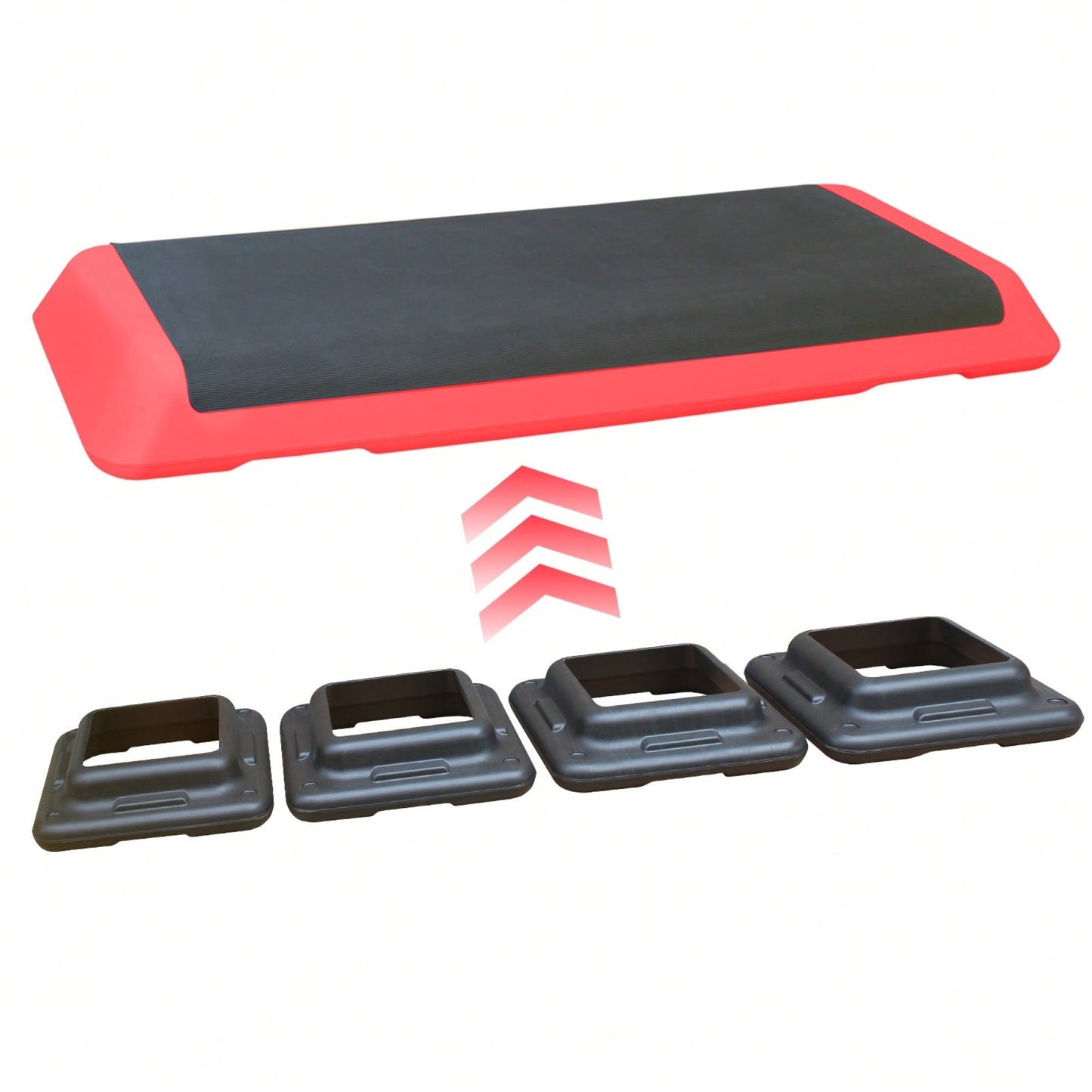 Adjustable Aerobic Step Platform With 4 Risers For Fitness And Exercise Training - Gray