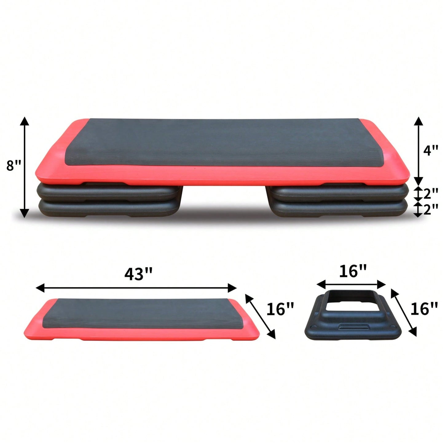 Adjustable Aerobic Step Platform With 4 Risers For Fitness And Exercise Training - Gray