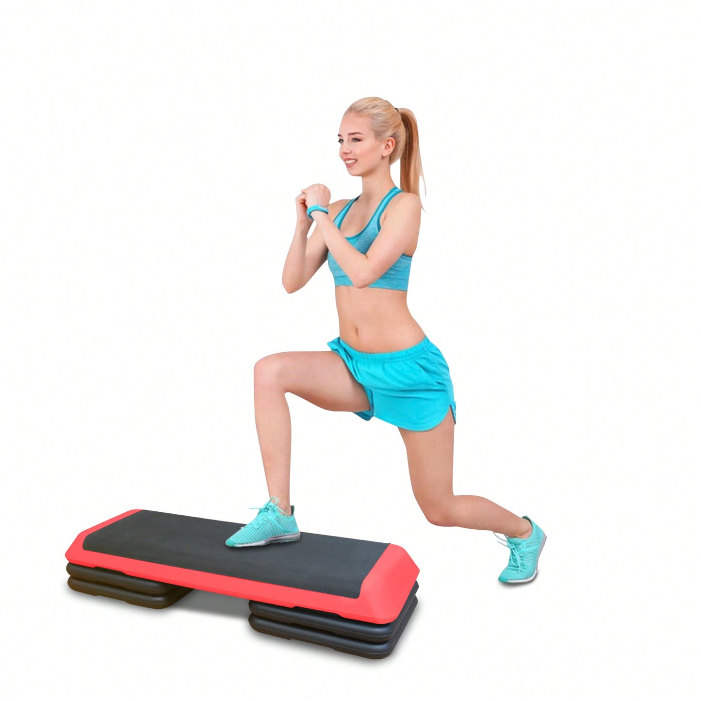 Adjustable Aerobic Step Platform With 4 Risers For Fitness And Exercise Training - Gray