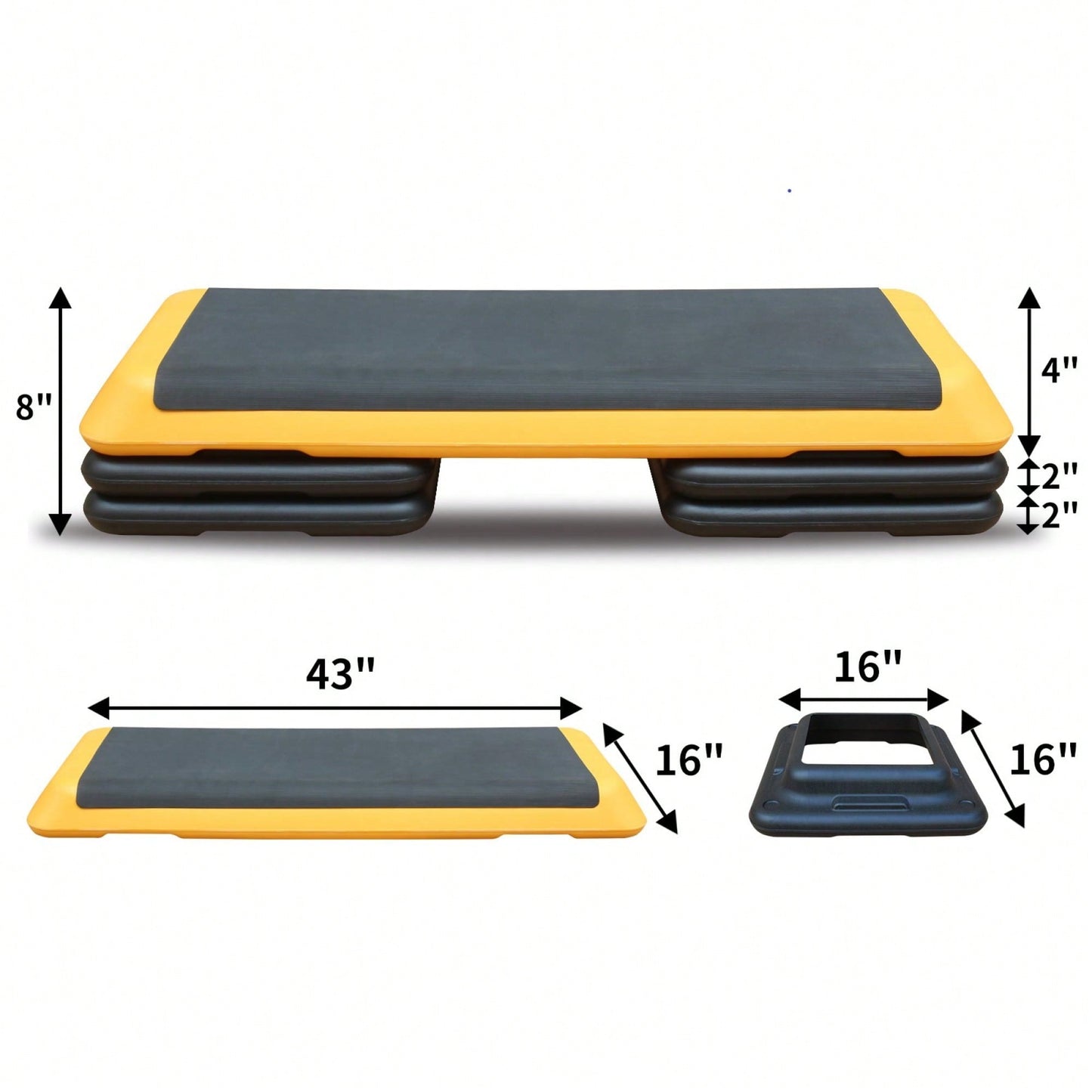 Adjustable Aerobic Step Platform With 4 Risers For Fitness And Exercise Training - Gray