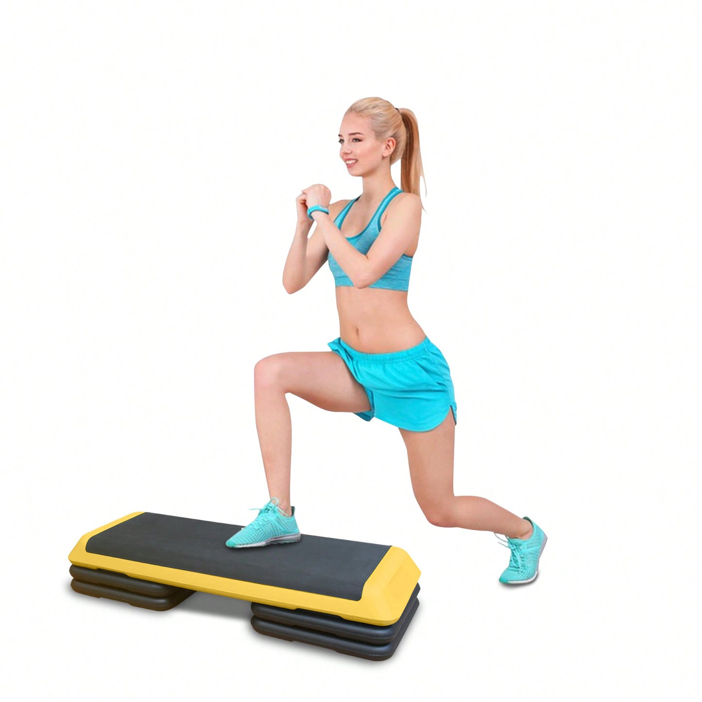 Adjustable Aerobic Step Platform With 4 Risers For Fitness And Exercise Training - Gray