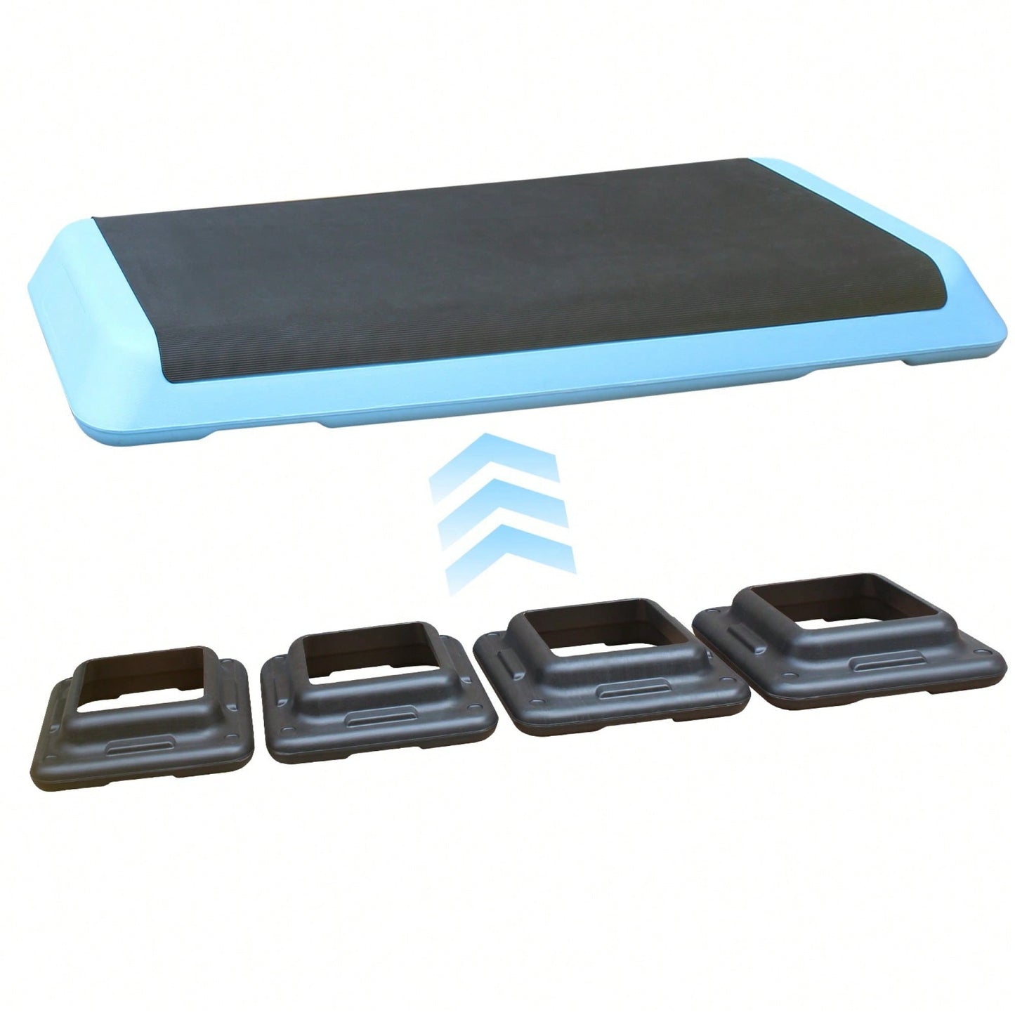 Adjustable Aerobic Step Platform With 4 Risers For Fitness And Exercise Training - Gray