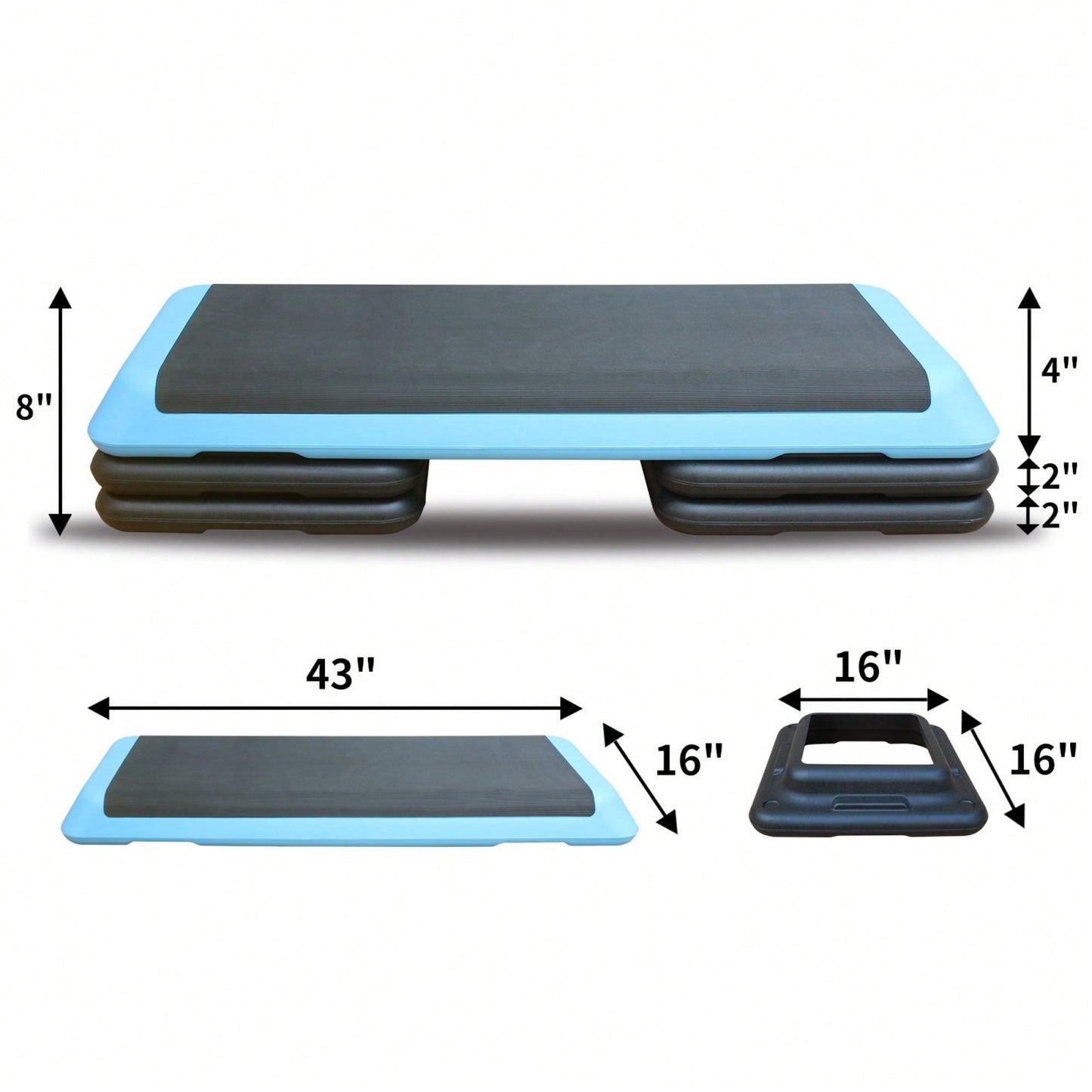 Adjustable Aerobic Step Platform With 4 Risers For Fitness And Exercise Training - Gray