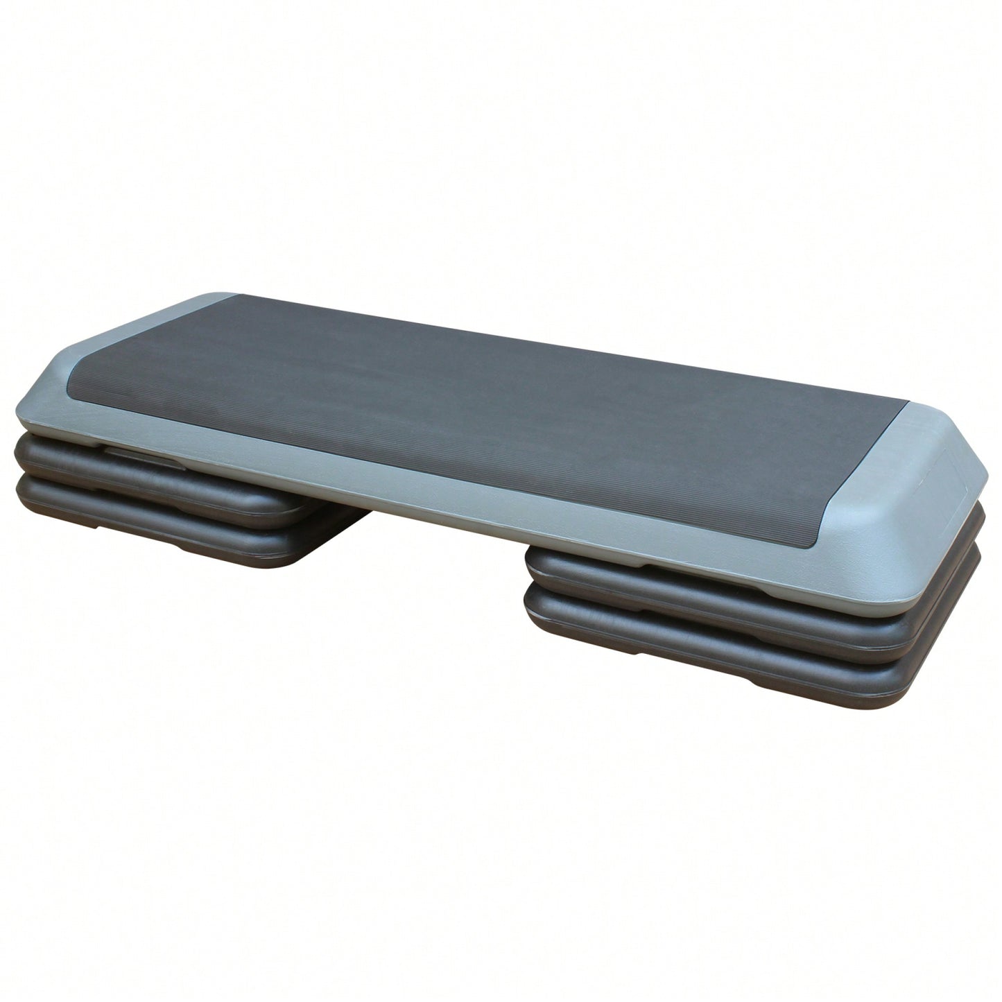 Adjustable Aerobic Step Platform With 4 Risers For Fitness And Exercise Training - Gray